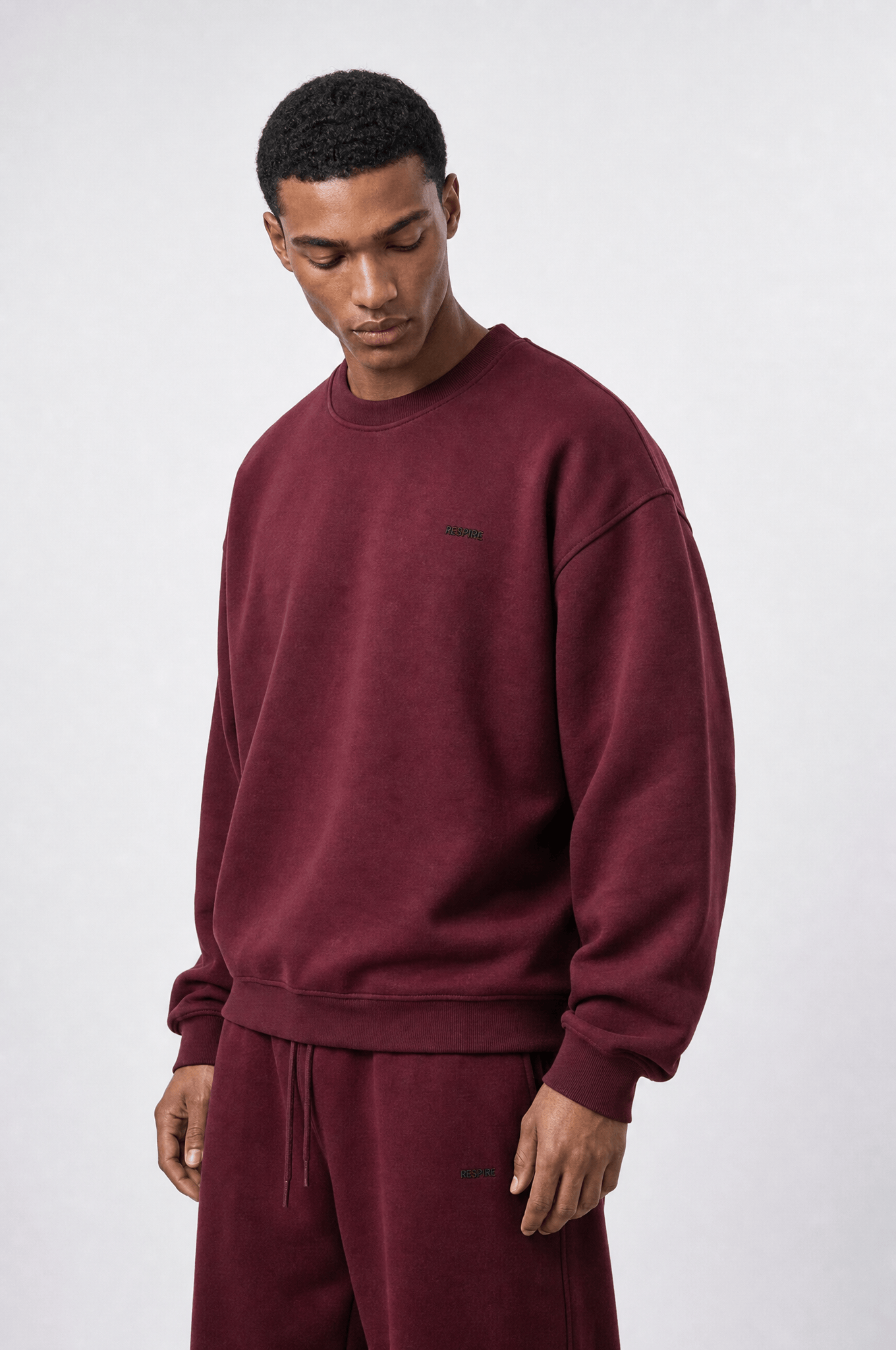 Erkek Respire Basic Oversize Sweatshirt Bordo