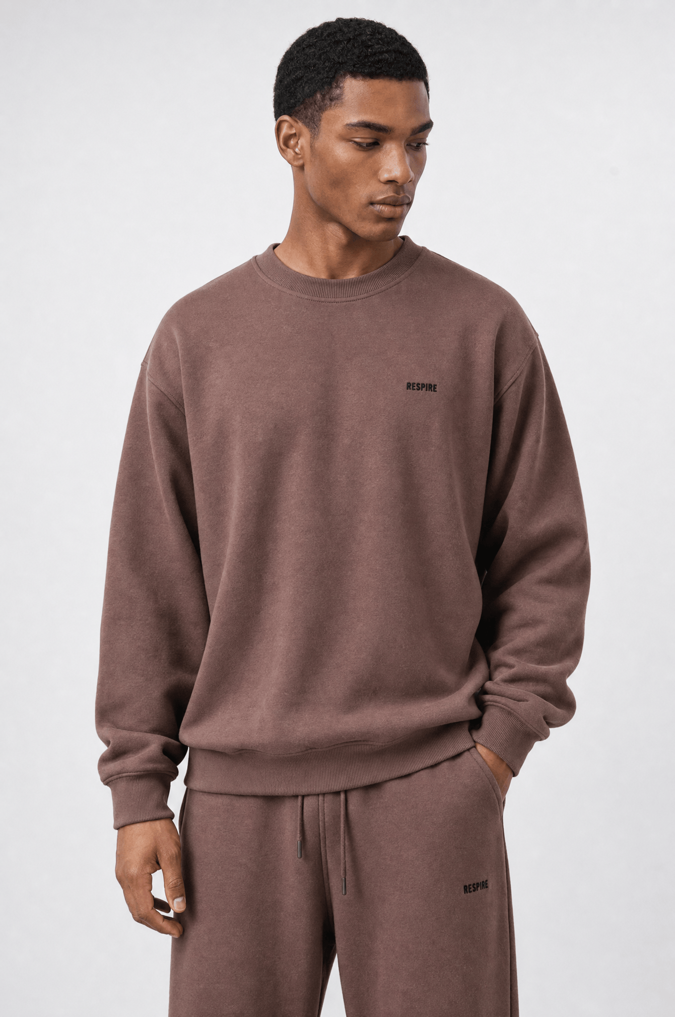 Erkek Respire Basic Oversize Sweatshirt Kakao
