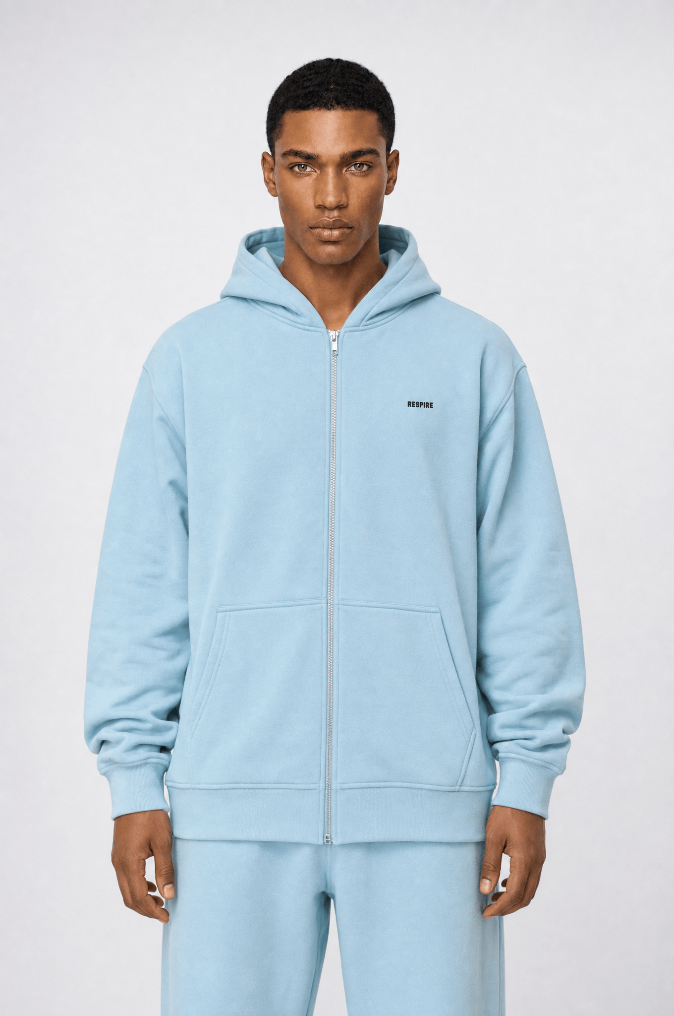 Erkek Respire Basic Oversize Zip Bebe Mavi