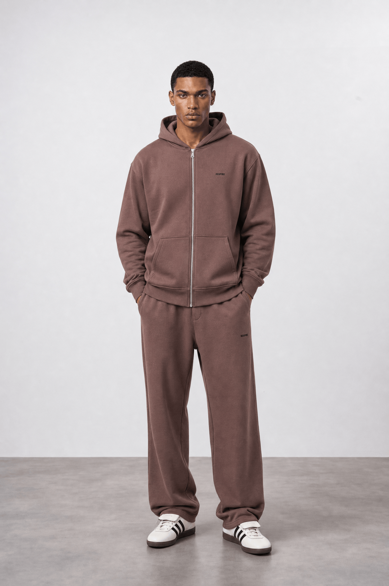 Erkek Respire Basic Oversize Zip Kakao