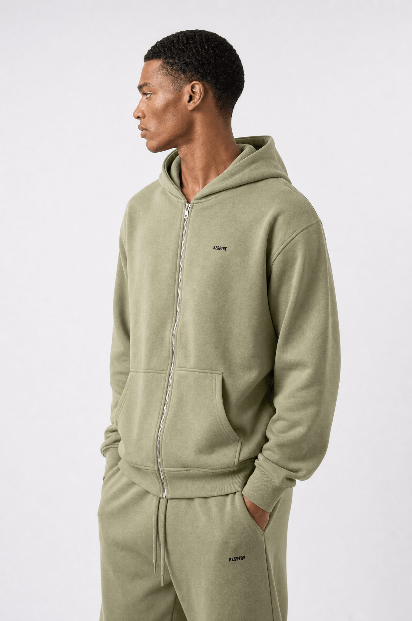 Erkek Respire Basic Oversize Zip Küf