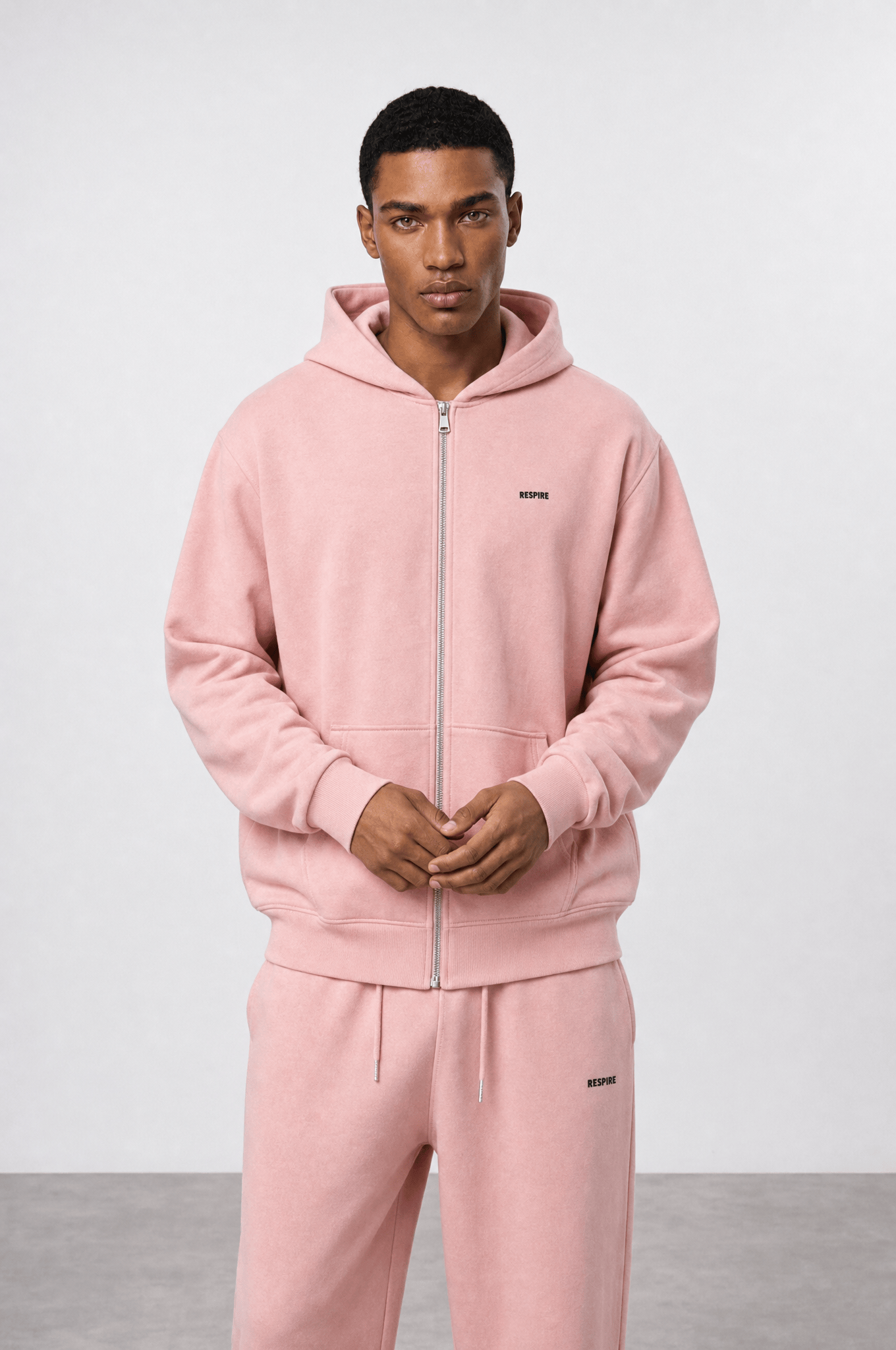 Erkek Respire Basic Oversize Zip Pembe