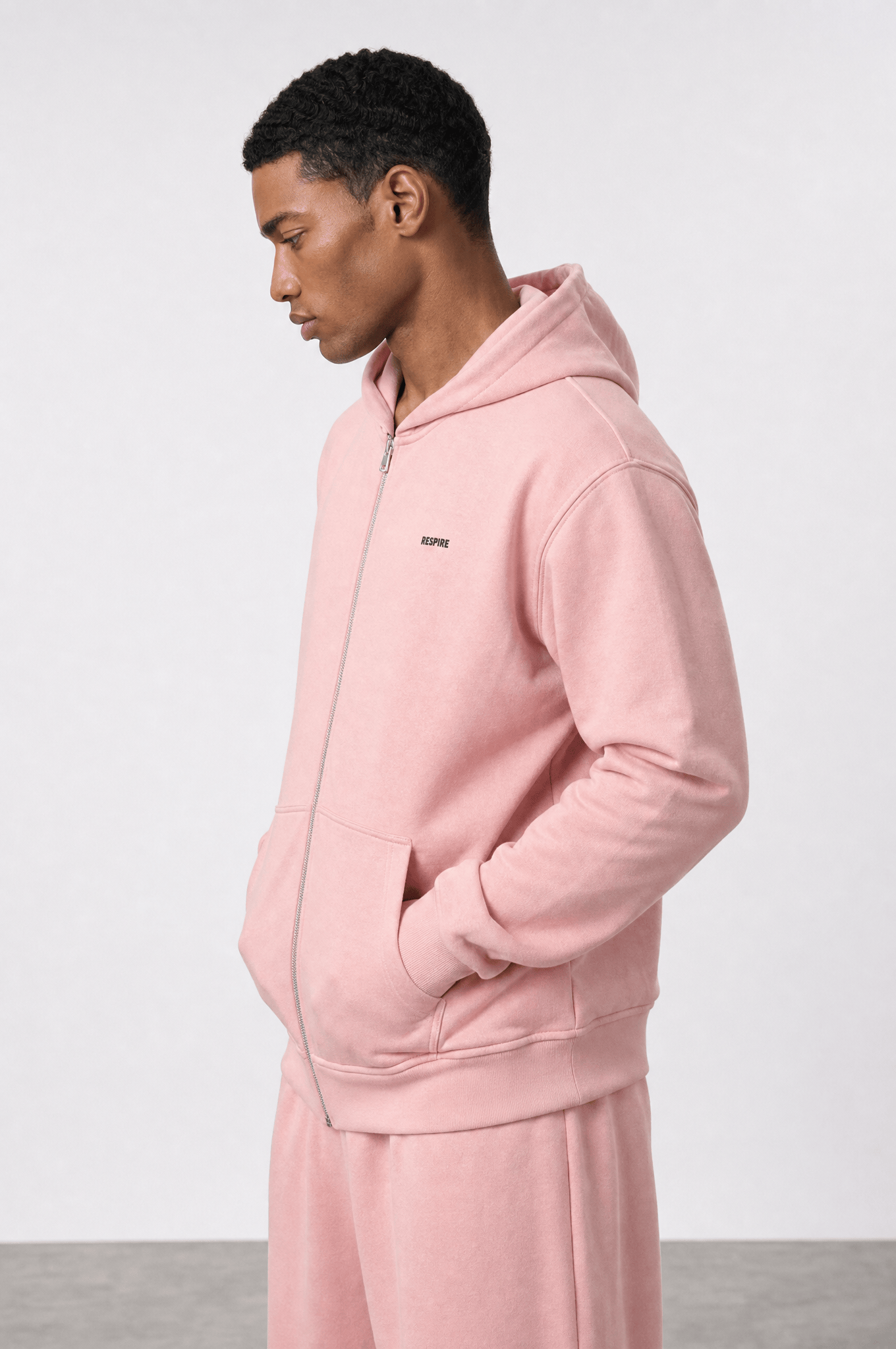 Erkek Respire Basic Oversize Zip Pembe