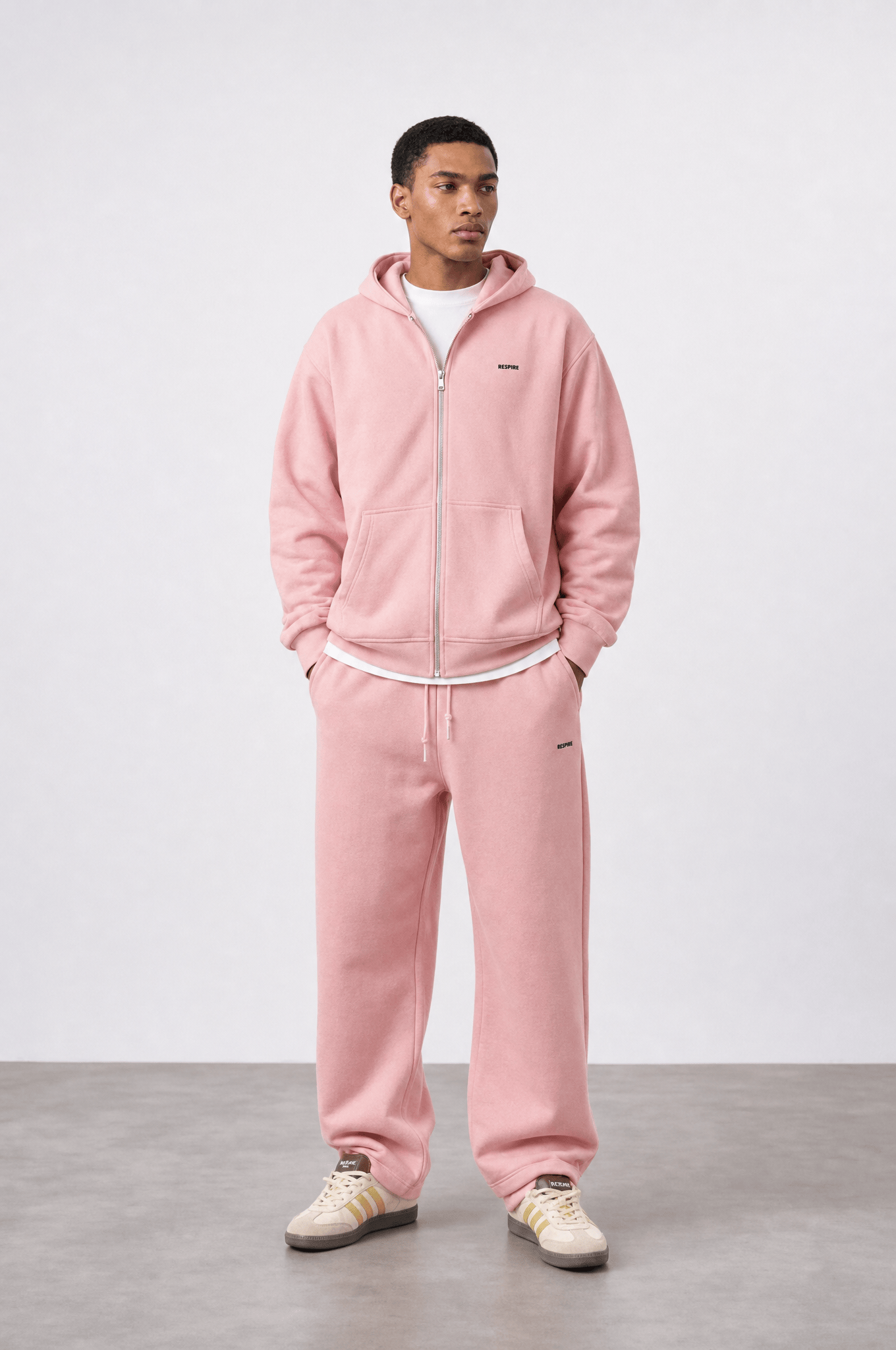 Erkek Respire Basic Oversize Zip Pembe