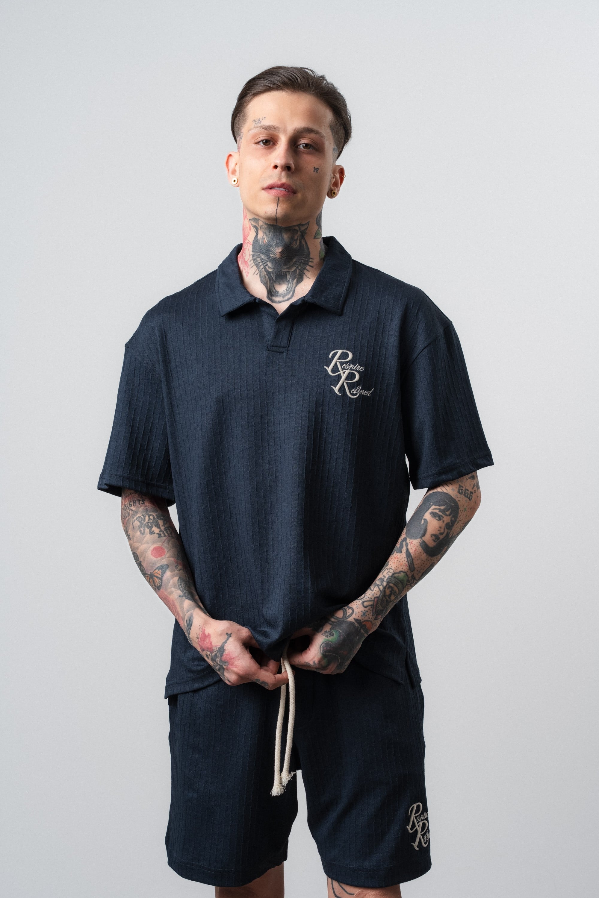Erkek Respire Relined Yazılı Regular Fit T-Shirt Lacivert
