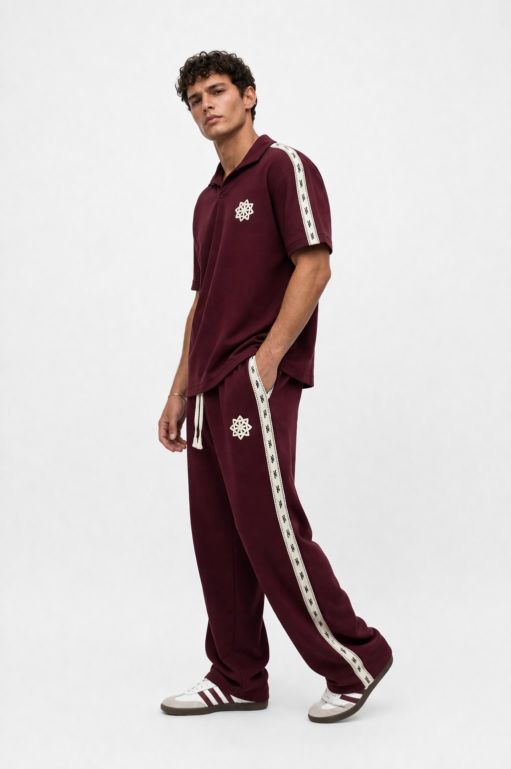 Erkek Respire Şerit Detaylı Regular Fit Eşofman Takımı Bordo