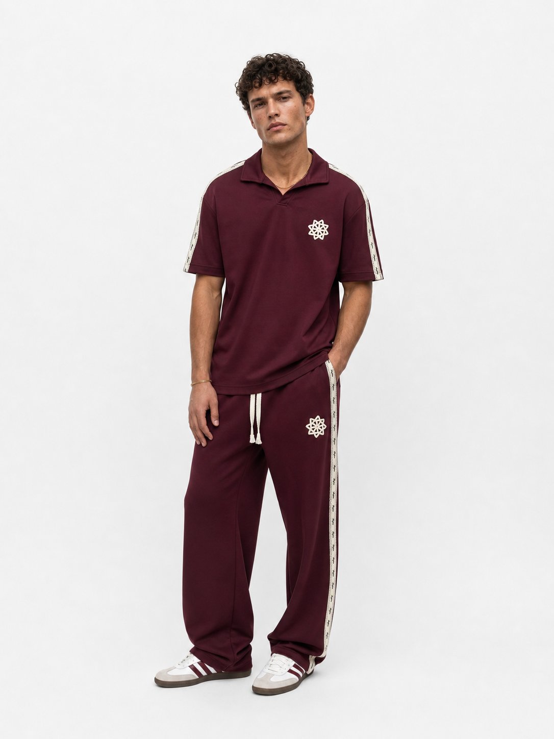 Erkek Respire Şerit Detaylı Regular Fit Eşofman Takımı Bordo