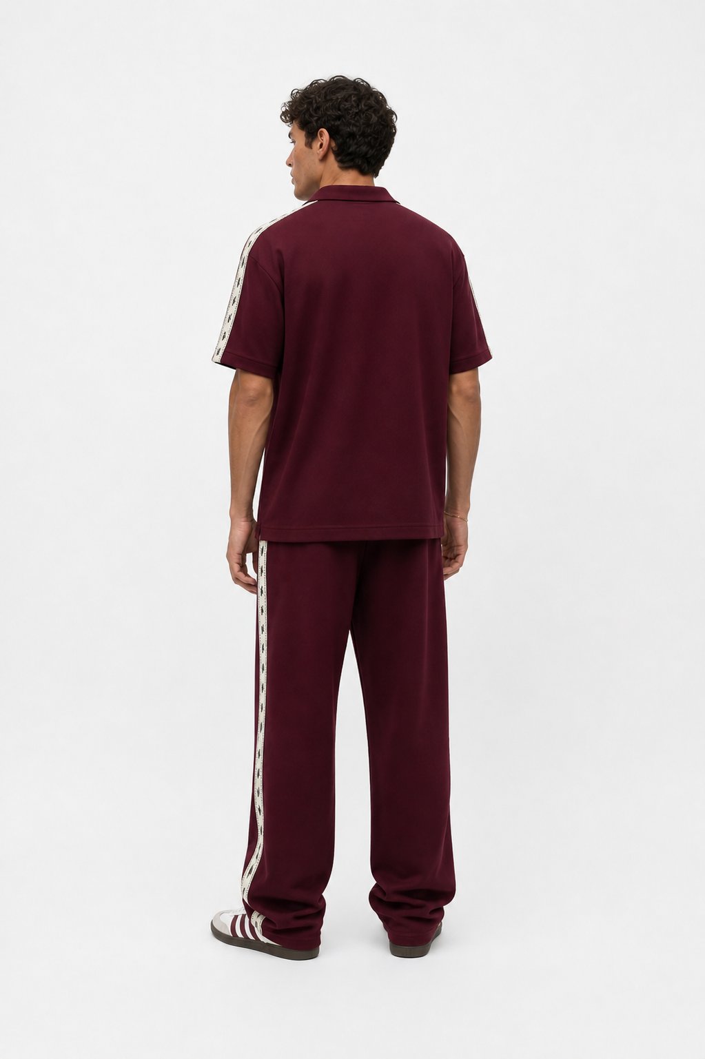 Erkek Respire Şerit Detaylı Regular Fit Eşofman Takımı Bordo