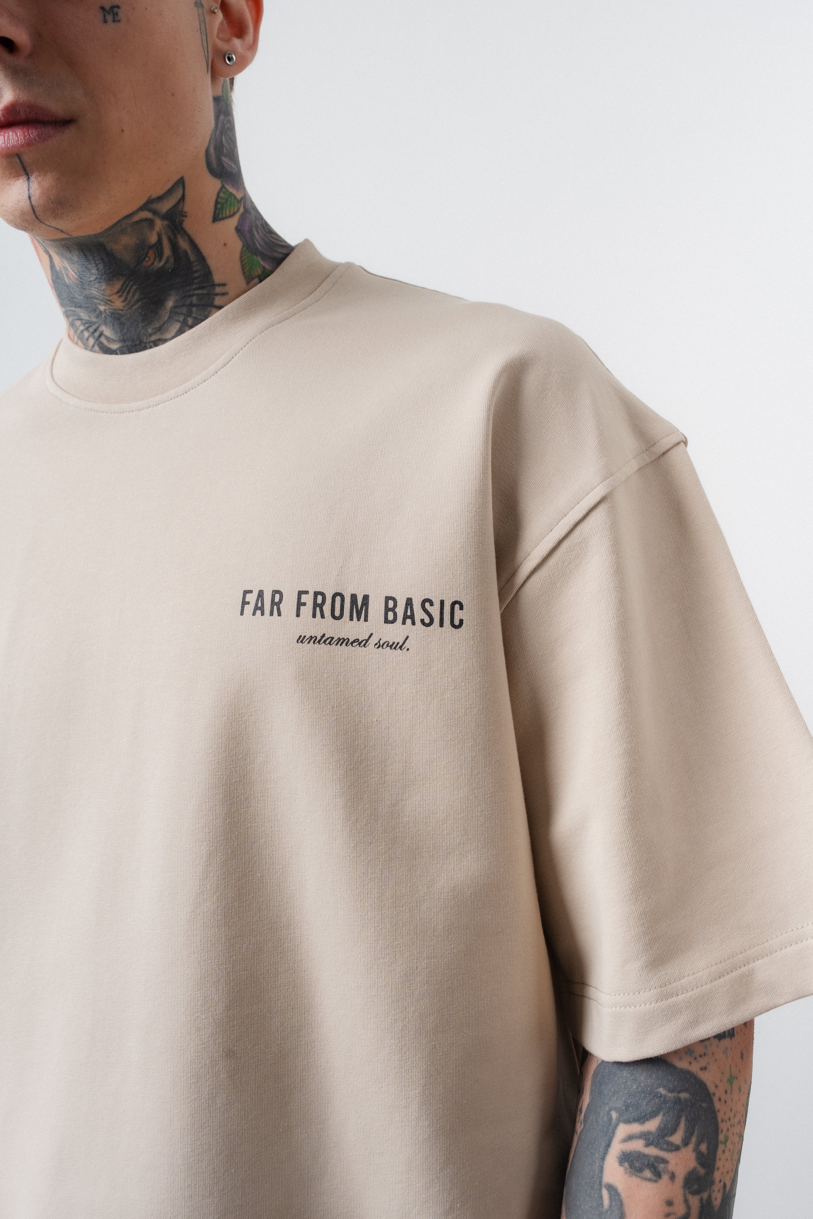 Erkek Respire x Itsbyzey Baskılı Oversize T-Shirt Bej