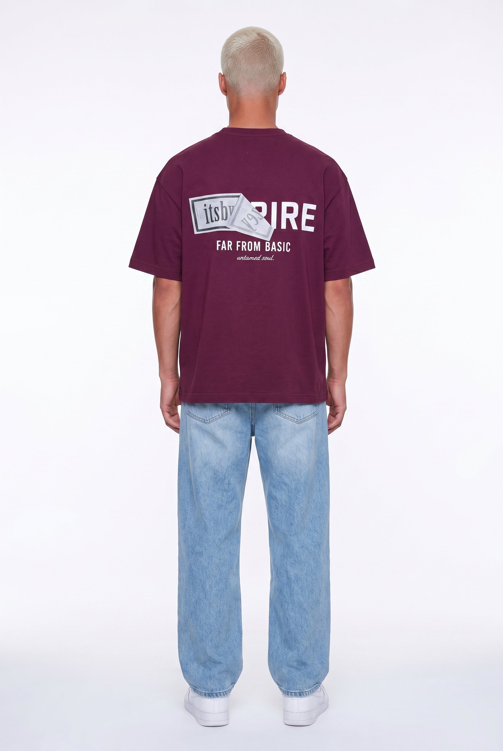 Erkek Respire x Itsbyzey Baskılı Oversize T-Shirt Vişne
