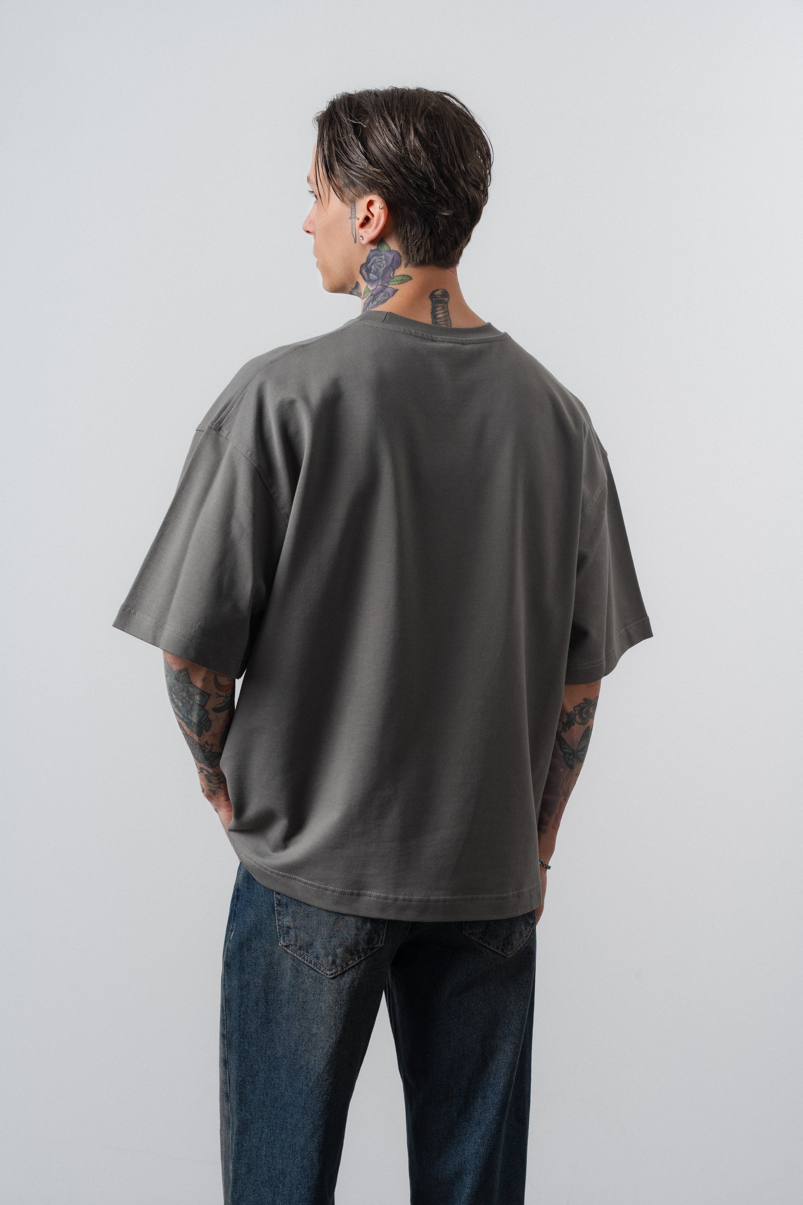 Erkek Respire Yazı Detaylı Oversize T-Shirt Haki