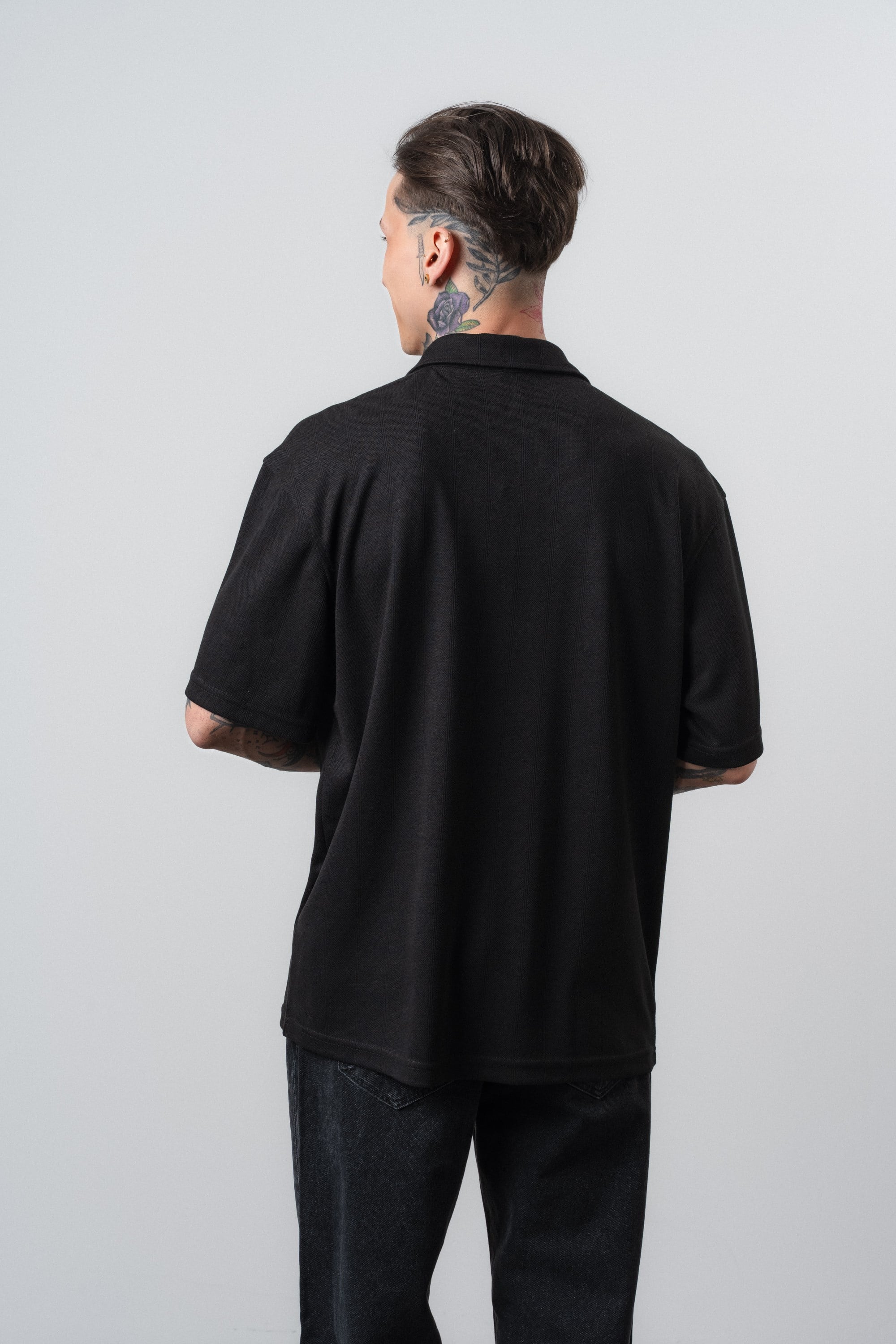 Erkek Senor Yazılı Polo Yaka Regular Fit T-Shirt Siyah