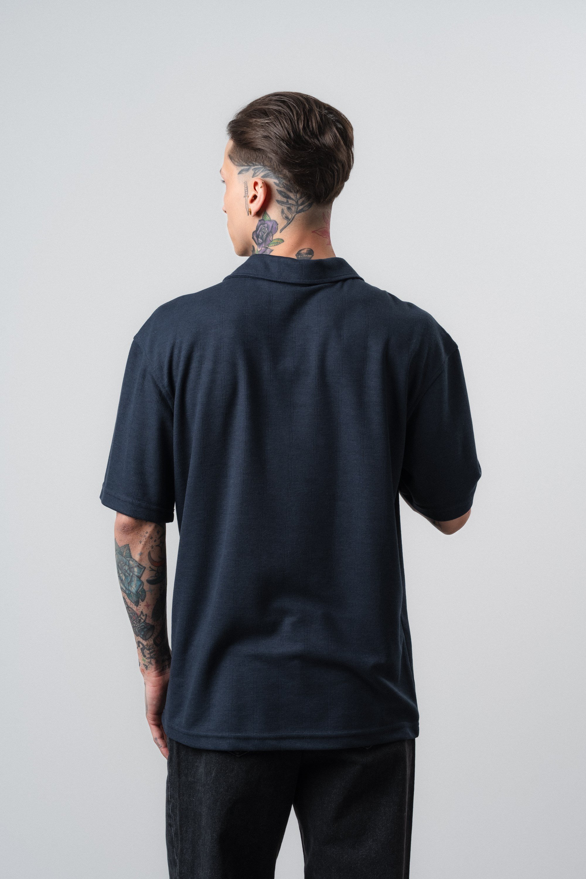 Erkek Senor Yazılı Polo Yaka Regular Fit T-Shirt Lacivert