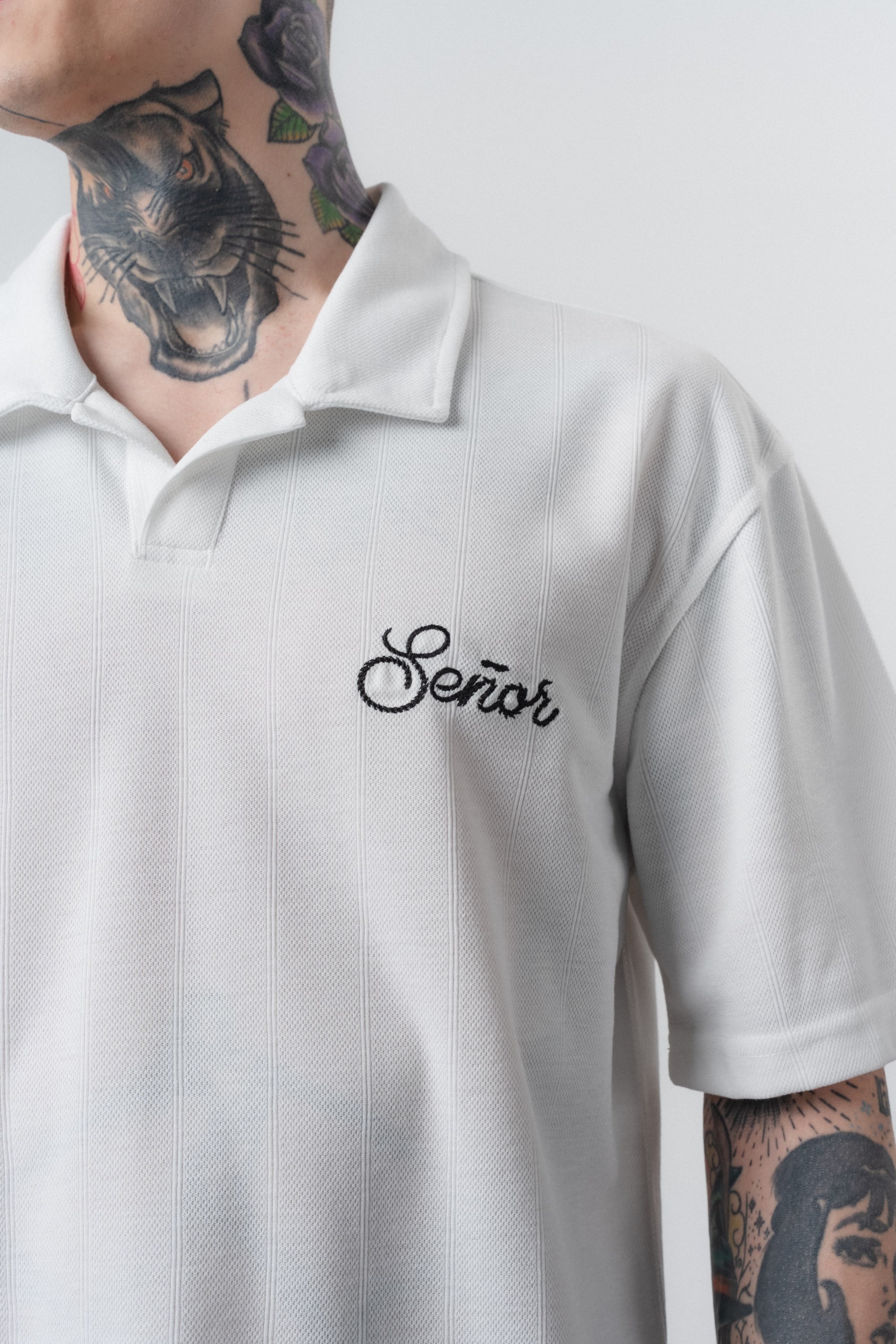 Erkek Senor Yazılı Polo Yaka Regular Fit T-Shirt Ekru