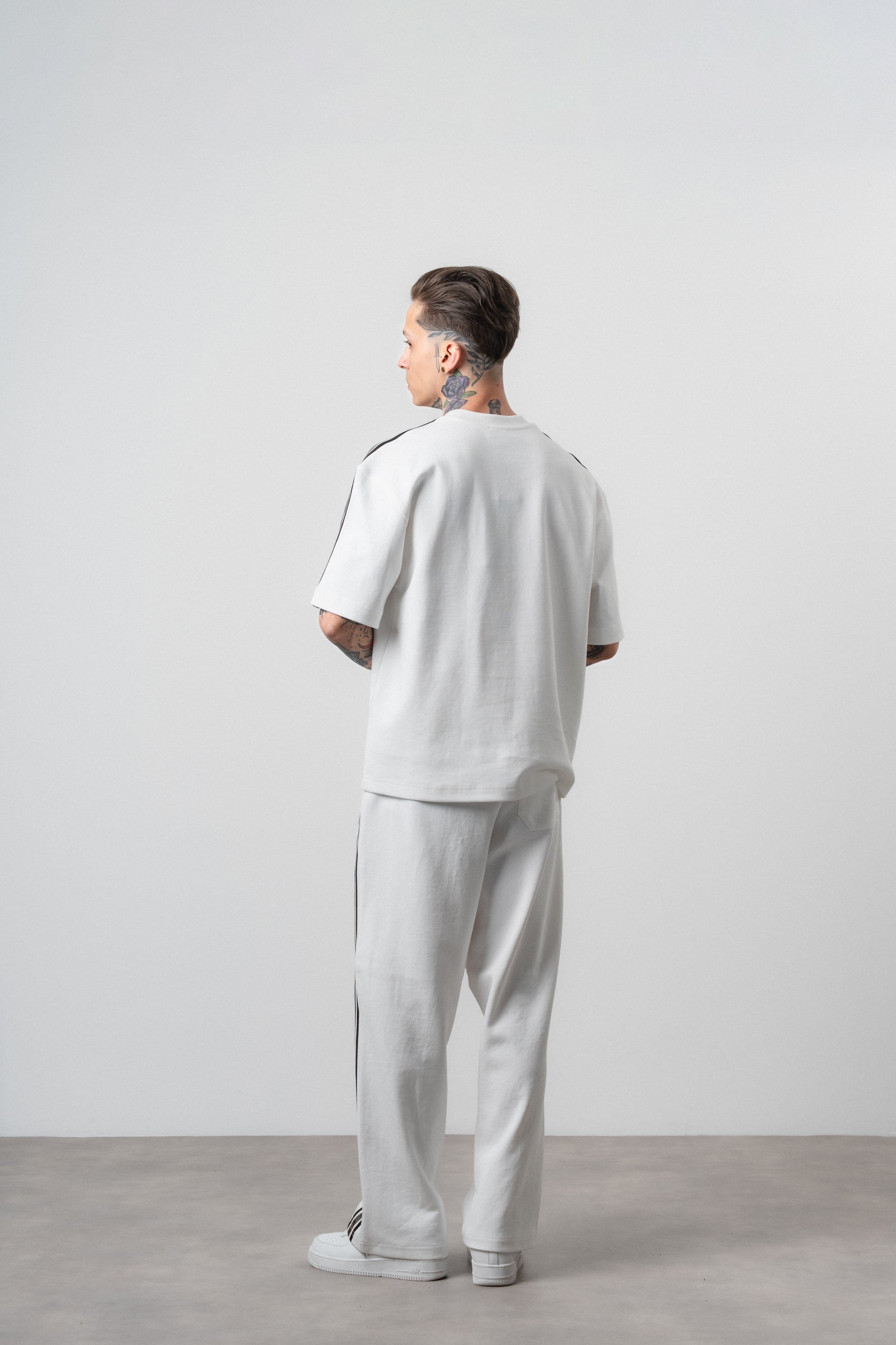Erkek Şerit Detaylı Regular Fit Eşofman Takımı Ekru