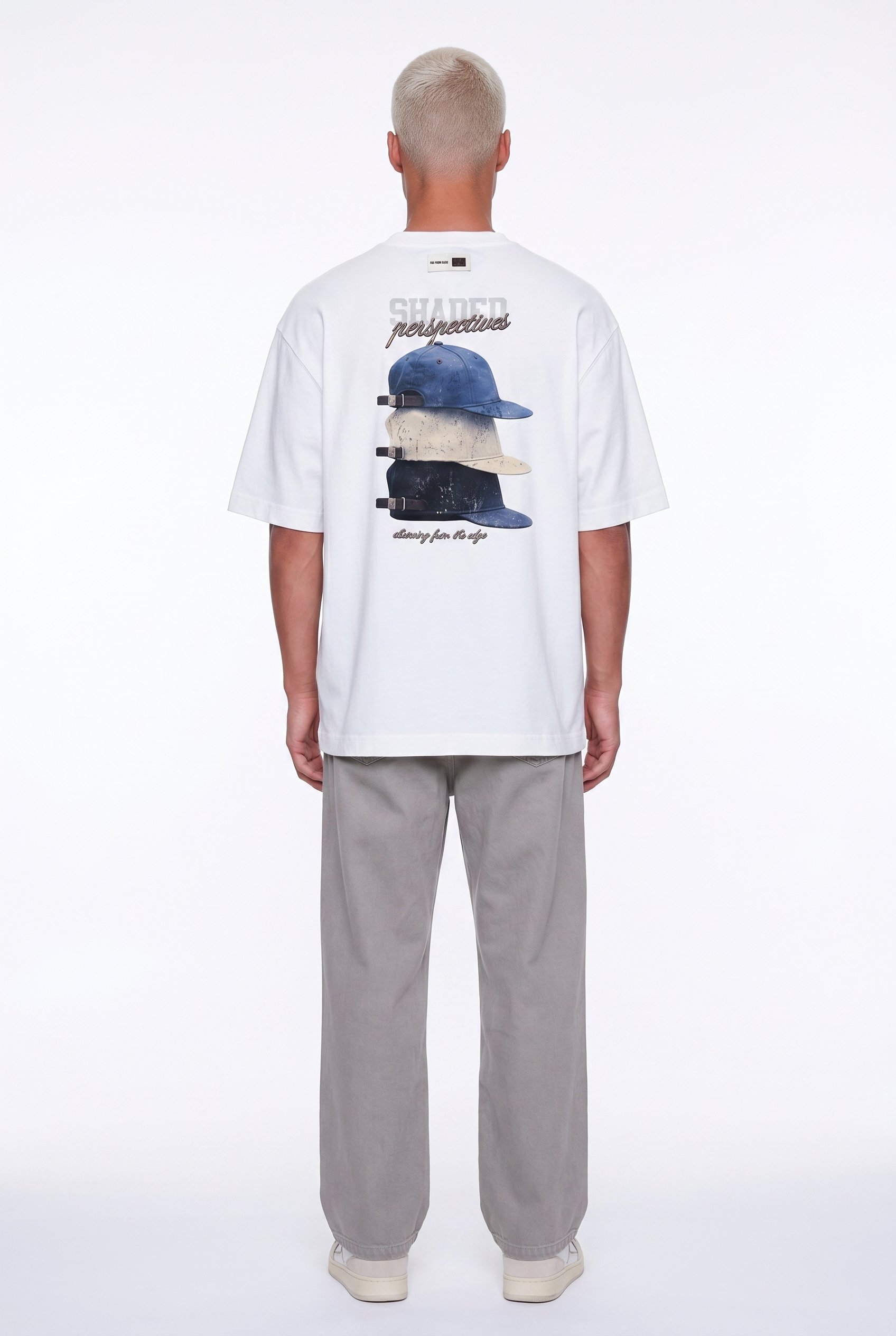 Erkek Shaded Baskılı Oversize T-Shirt Ekru