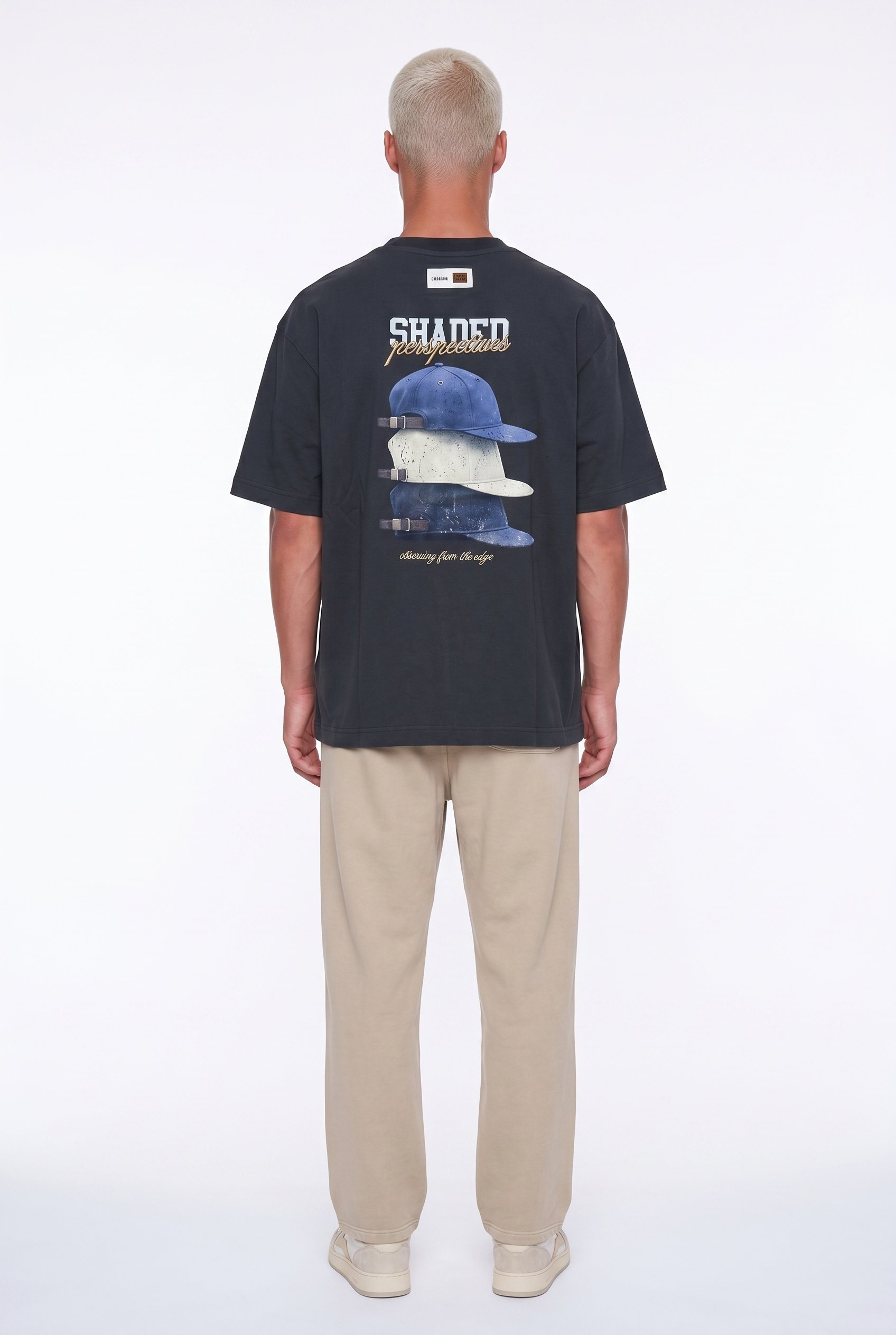 Erkek Shaded Baskılı Oversize T-Shirt Füme