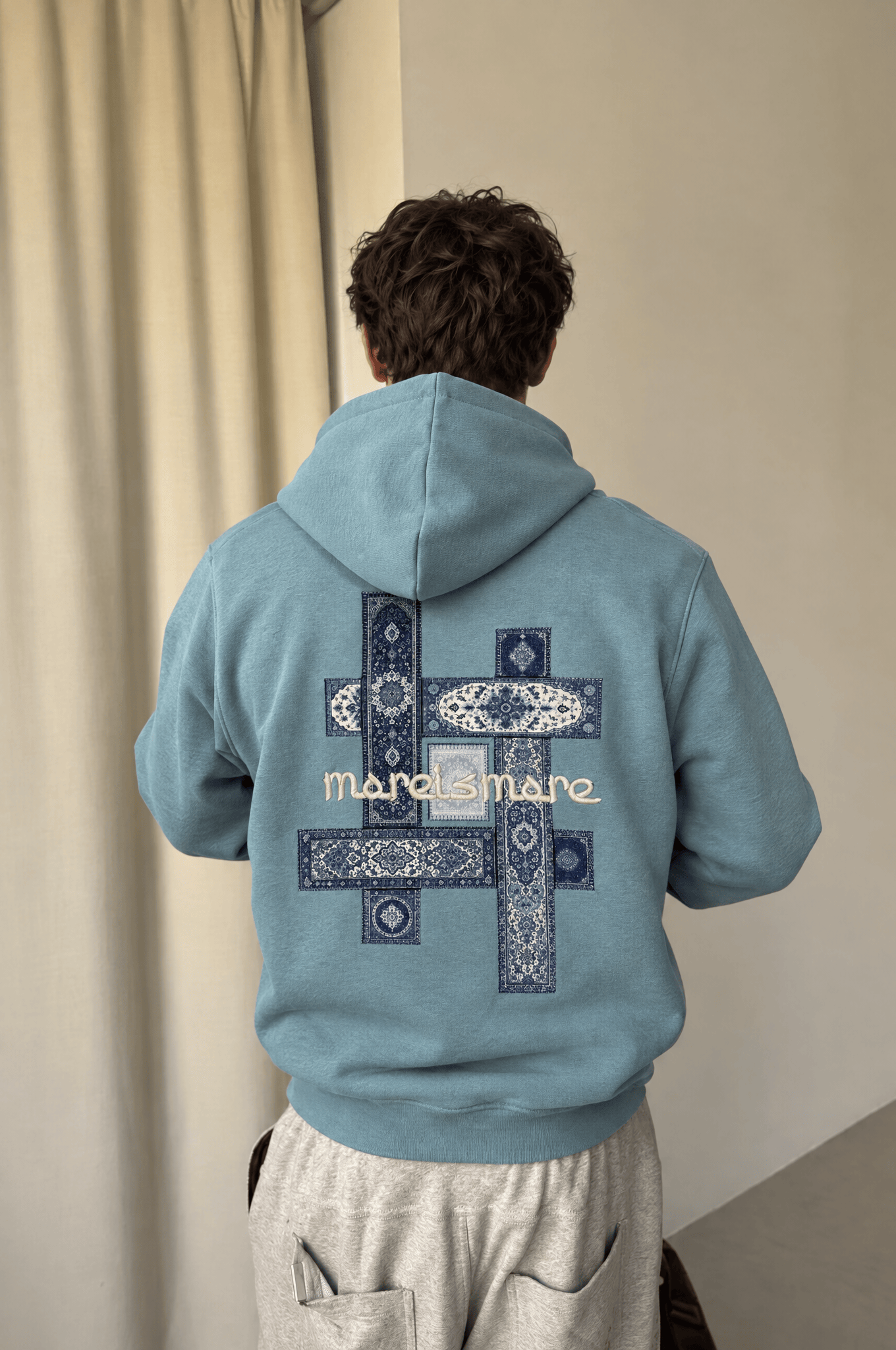 Erkek Sky Patch Detaylı Oversize Hoodie Prada