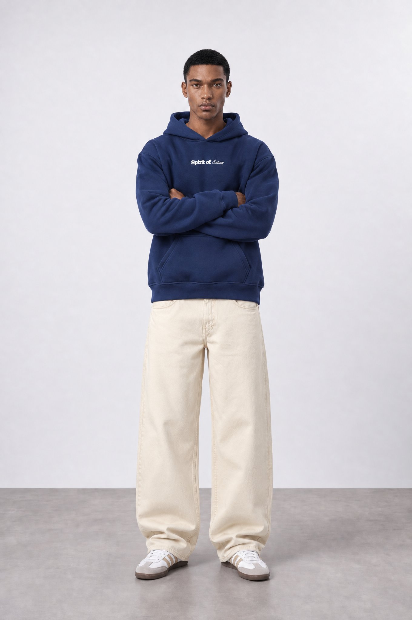 Erkek Spirit Patch Detaylı Oversize Hoodie Lacivert