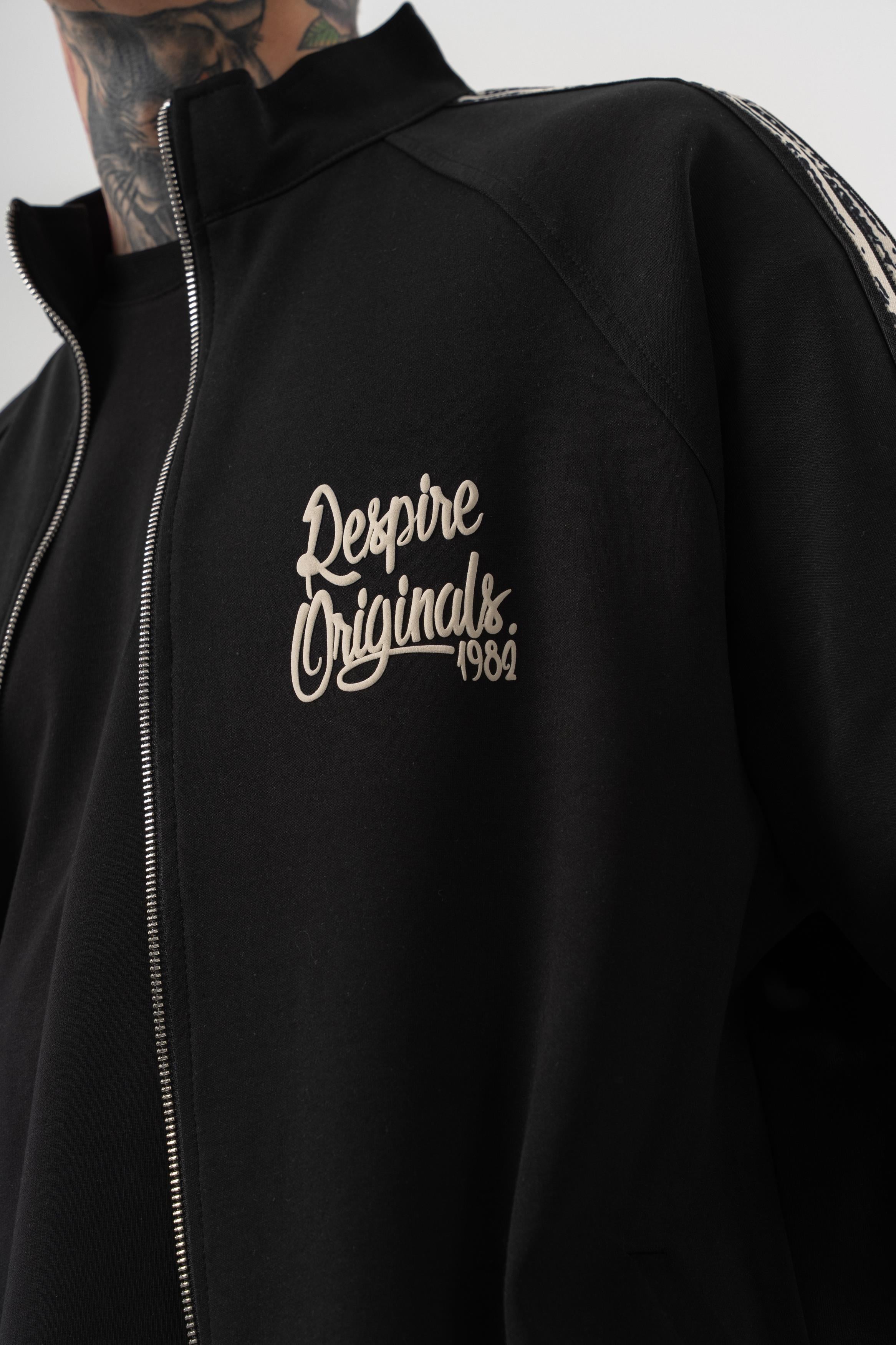 Erkek Splash Şerit Detaylı Dik Yaka Doubleface Zip Oversize Sweatshirt Siyah