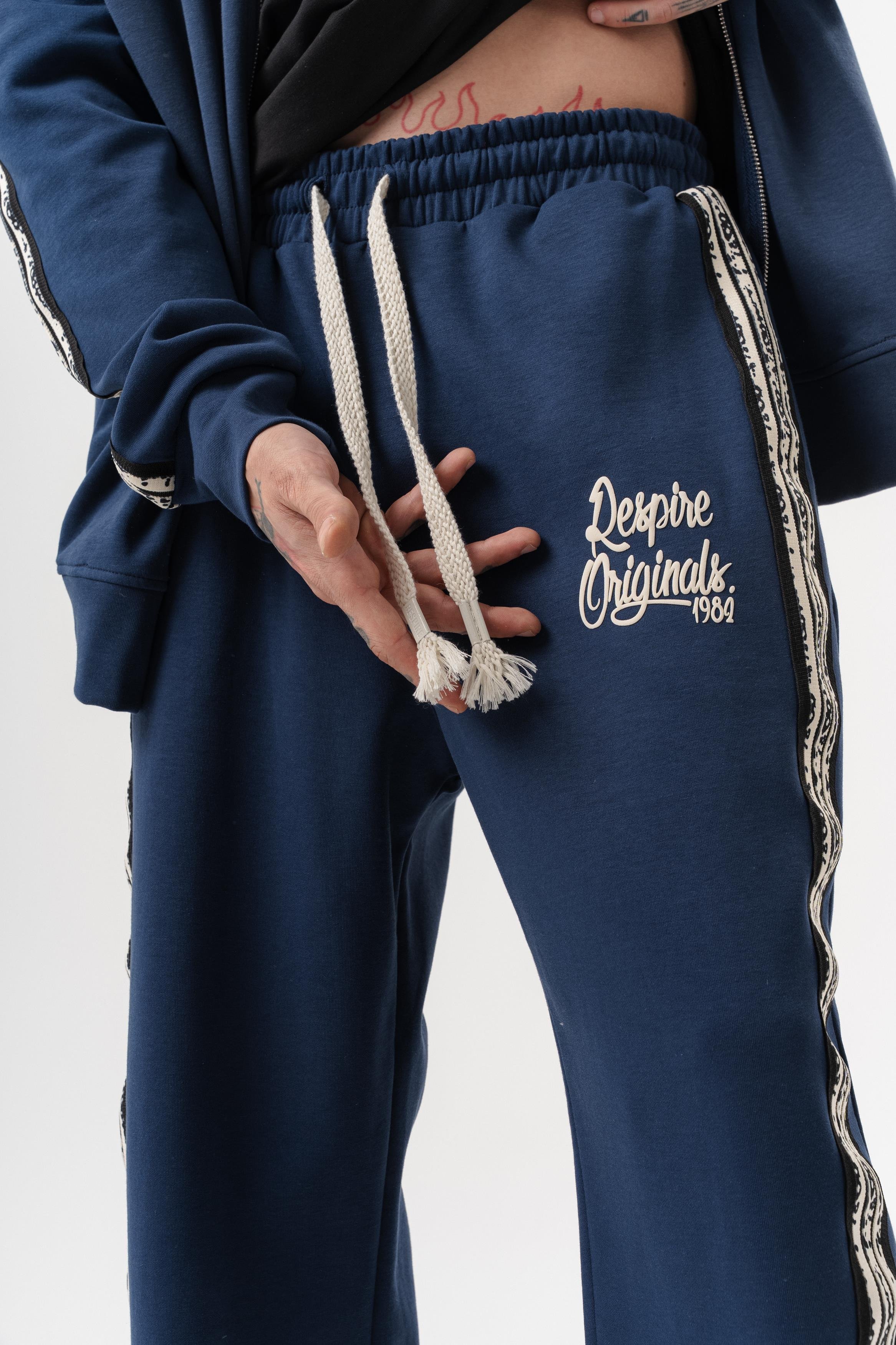 Erkek Splash Şerit Detaylı Kışlık Doubleface Baggy Eşofman Altı Lacivert