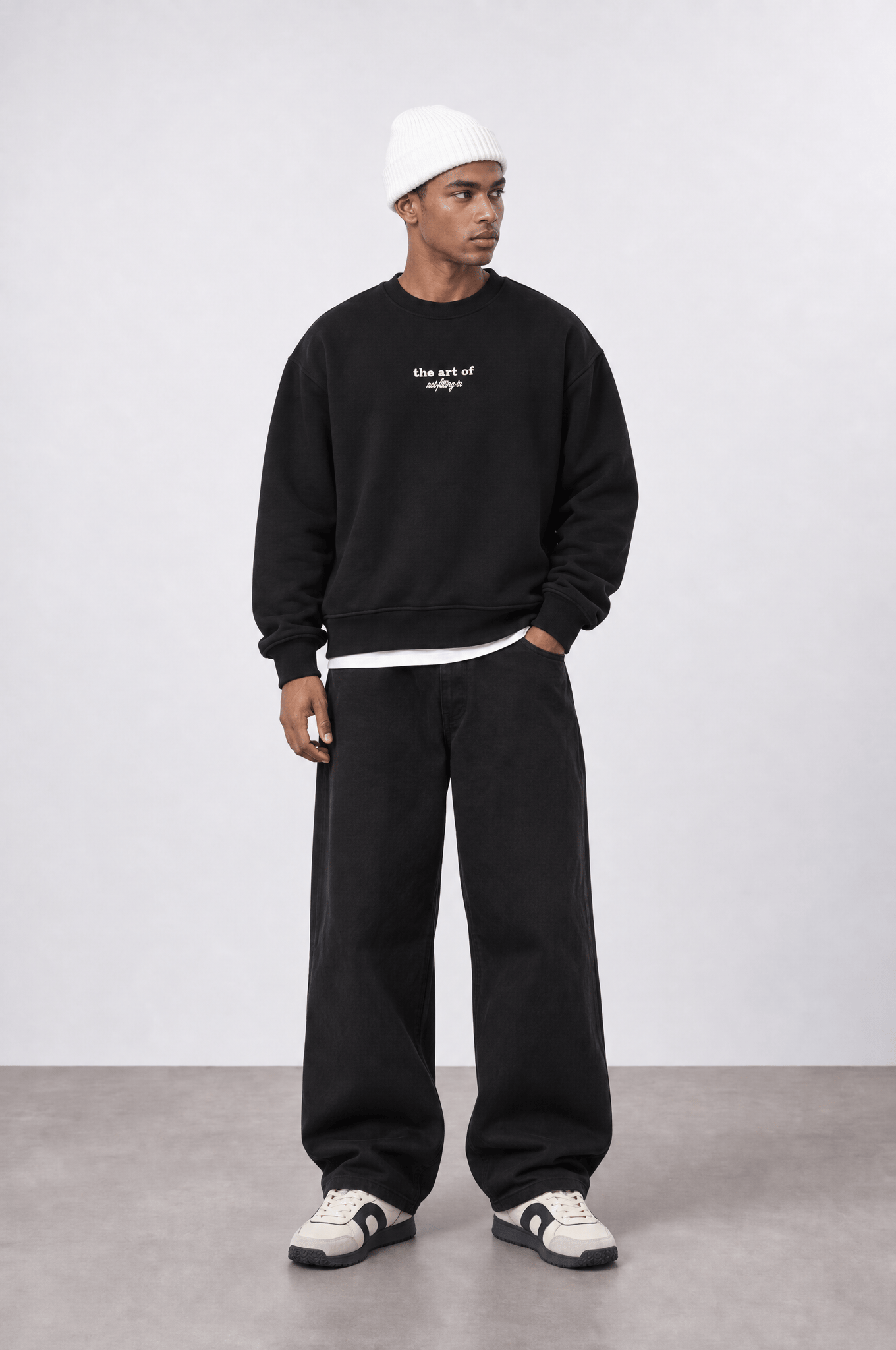 Erkek The Art Of Patch Detaylı Oversize Sweatshirt Siyah
