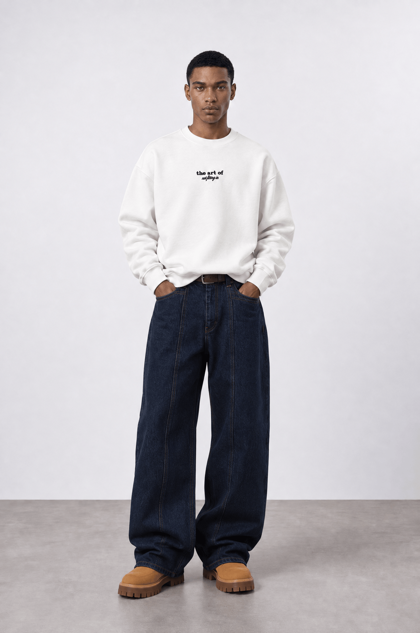 Erkek The Art Of Patch Detaylı Oversize Sweatshirt Ekru