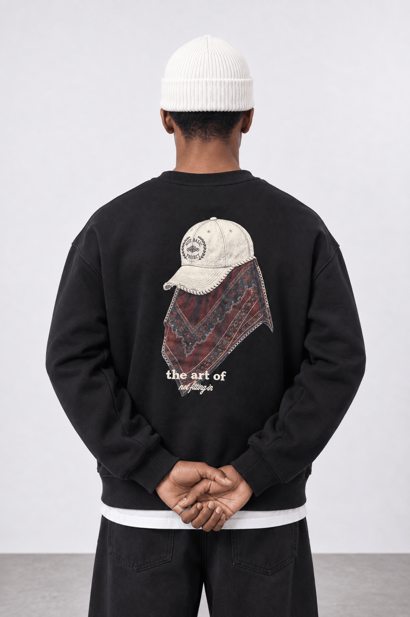 Erkek The Art Of Patch Detaylı Oversize Sweatshirt Siyah