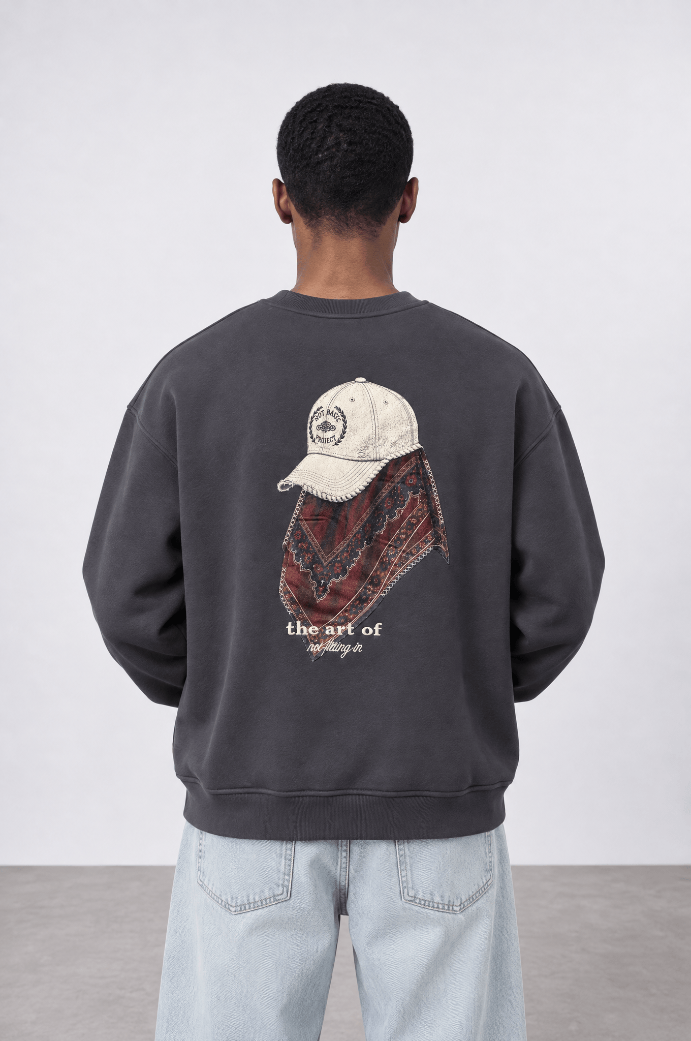 Erkek The Art Of Patch Detaylı Oversize Sweatshirt Füme