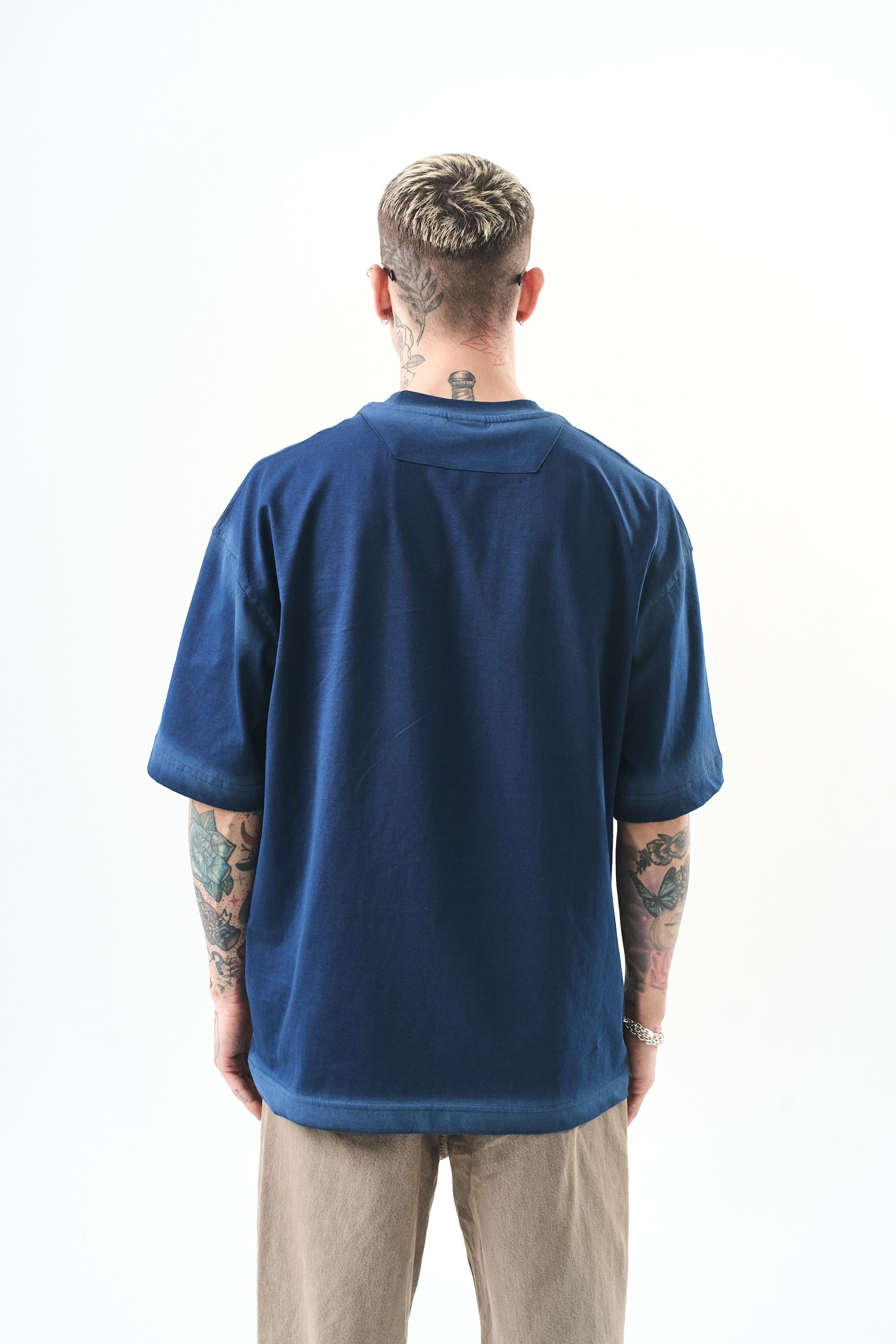 Erkek The Standard Baskılı Oversize T-Shirt İndigo