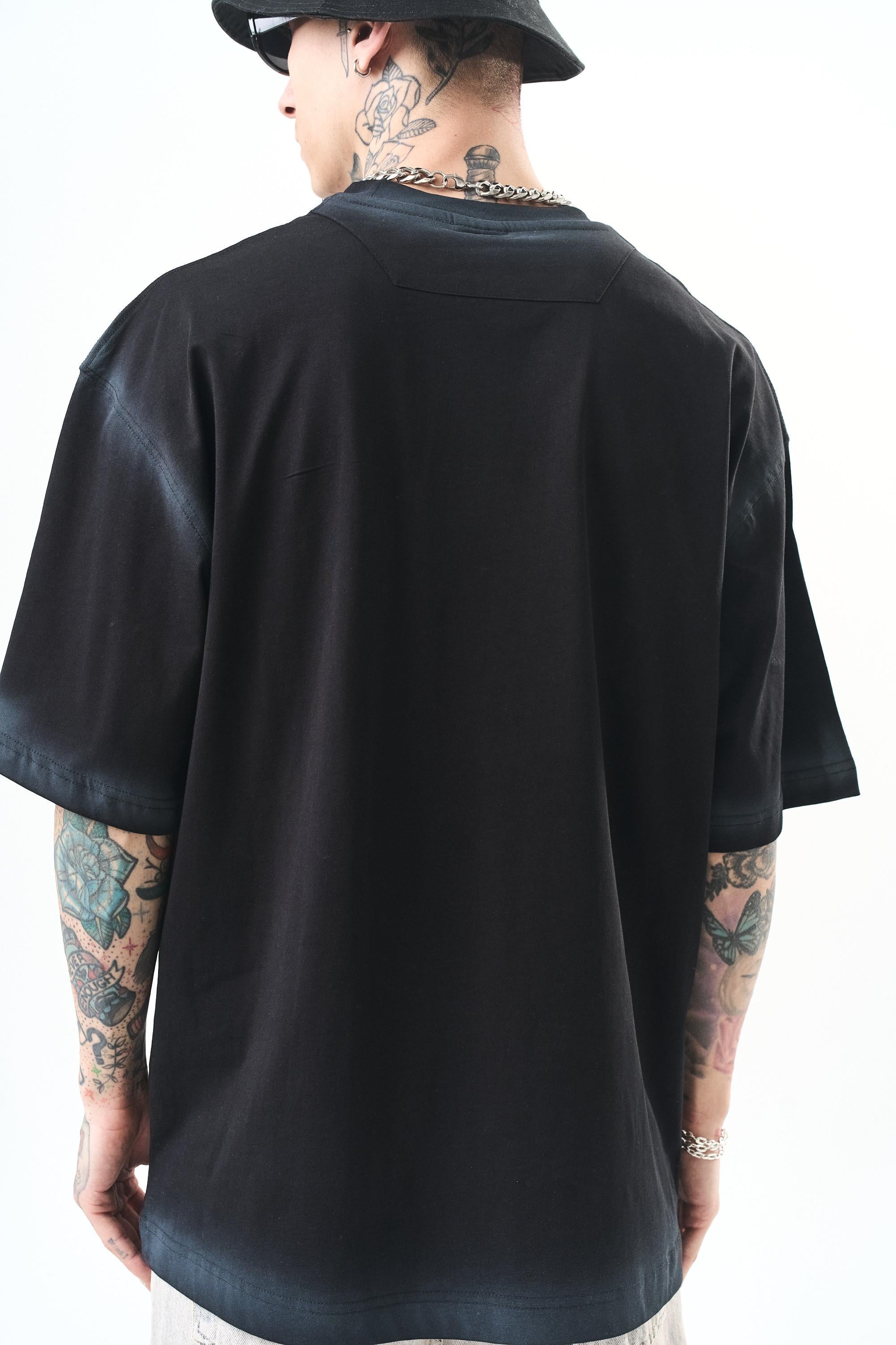 Erkek The Standard Baskılı Oversize T-Shirt Siyah