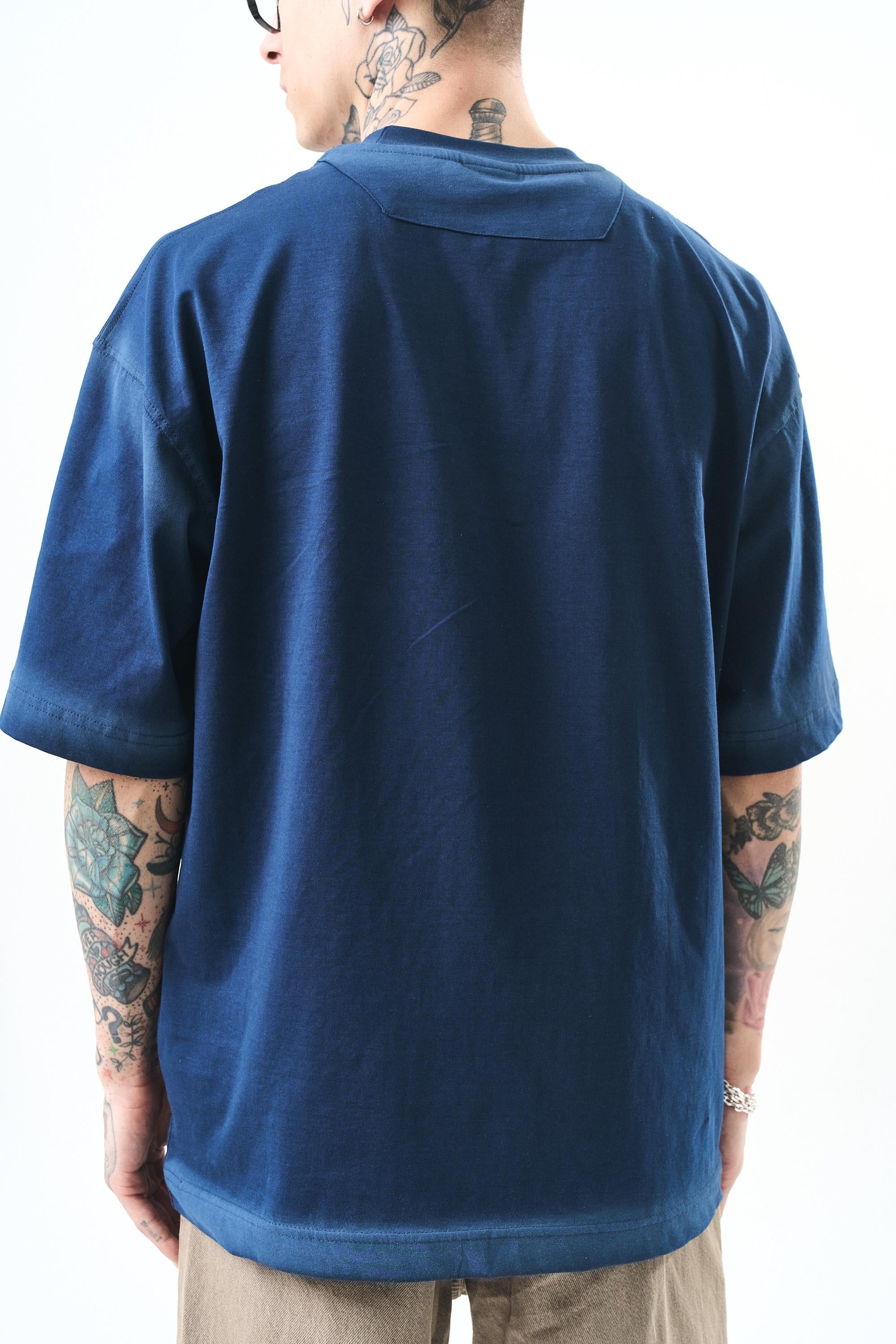 Erkek The Standard Baskılı Oversize T-Shirt İndigo