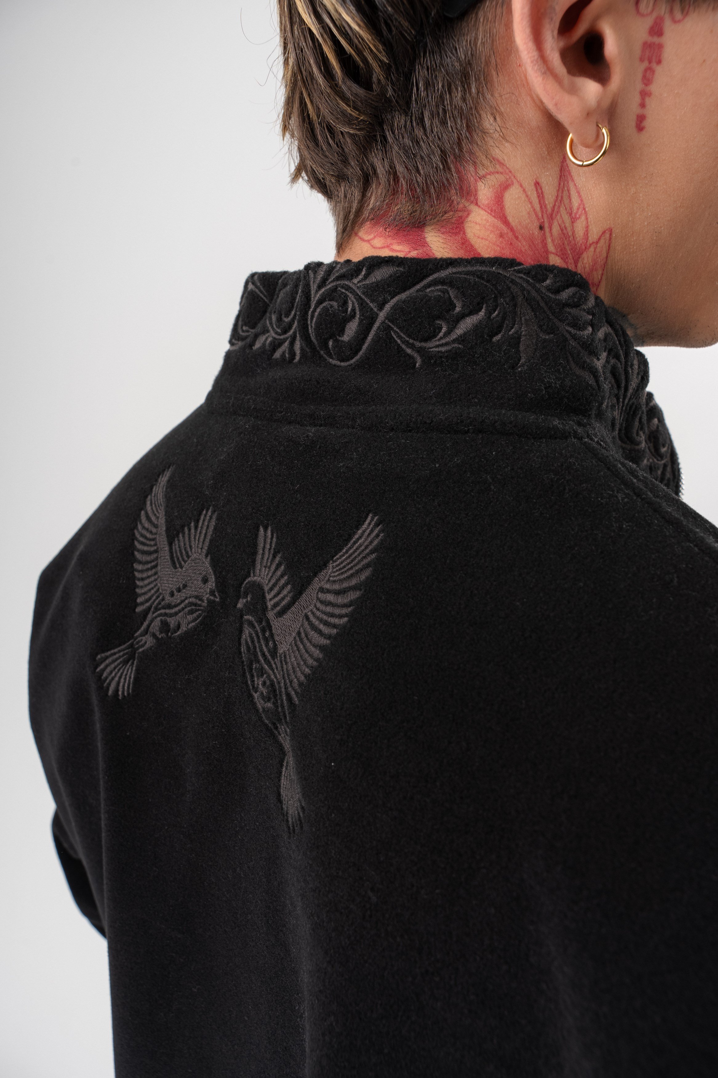 Erkek Threadora Zip Oversize Polar Ceket Siyah