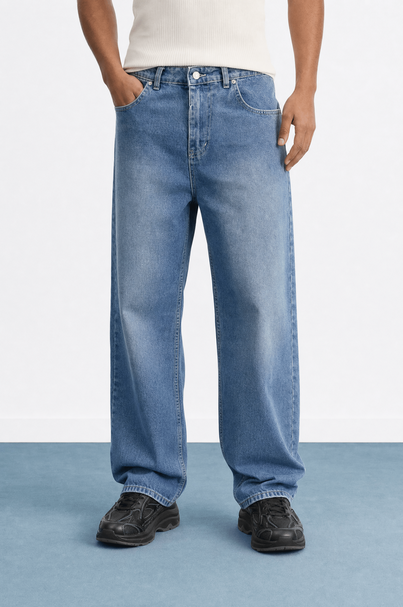 Erkek Washed Baggy Pantolon A.Mavi