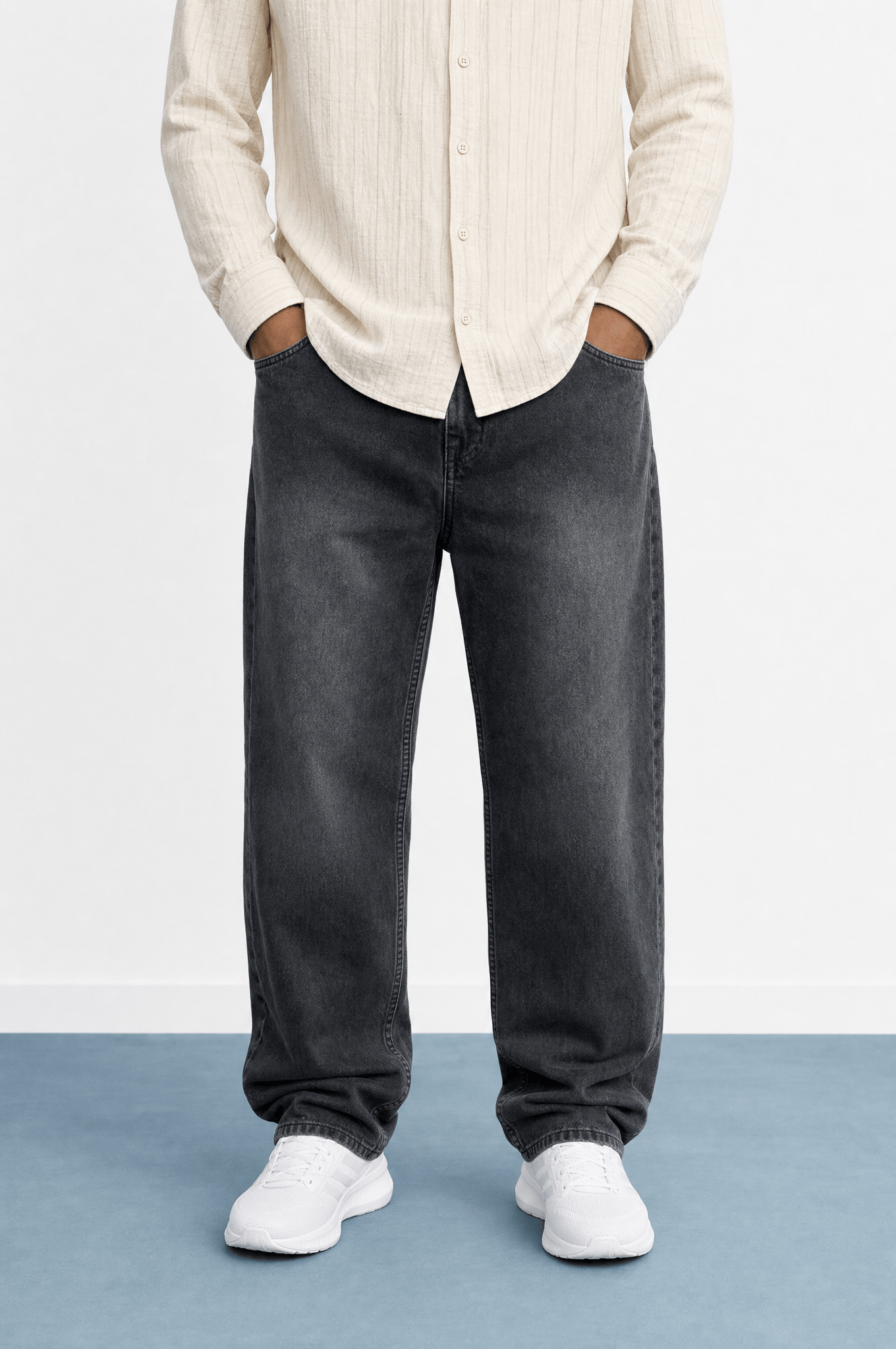 Erkek Washed Baggy Pantolon Antrasit