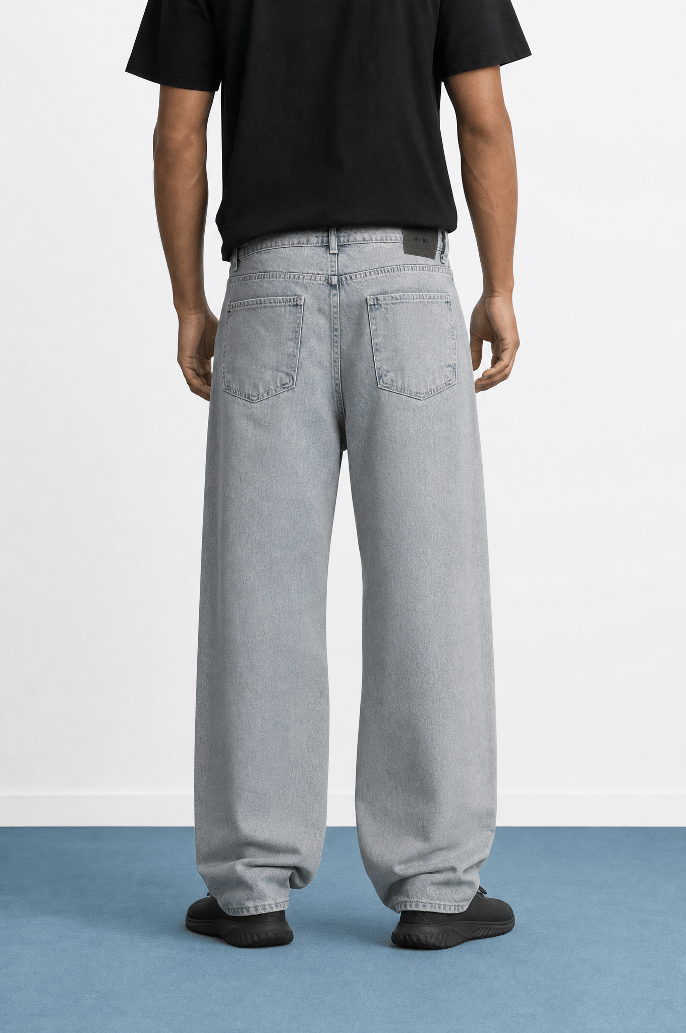 Erkek Washed Baggy Pantolon Buz Mavi