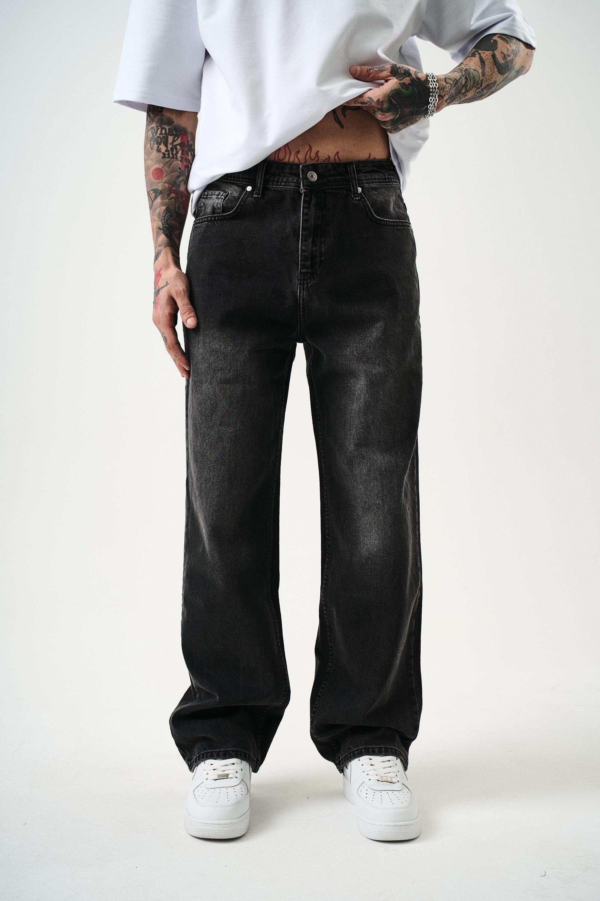 Erkek Washed Baggy Pantolon Gri