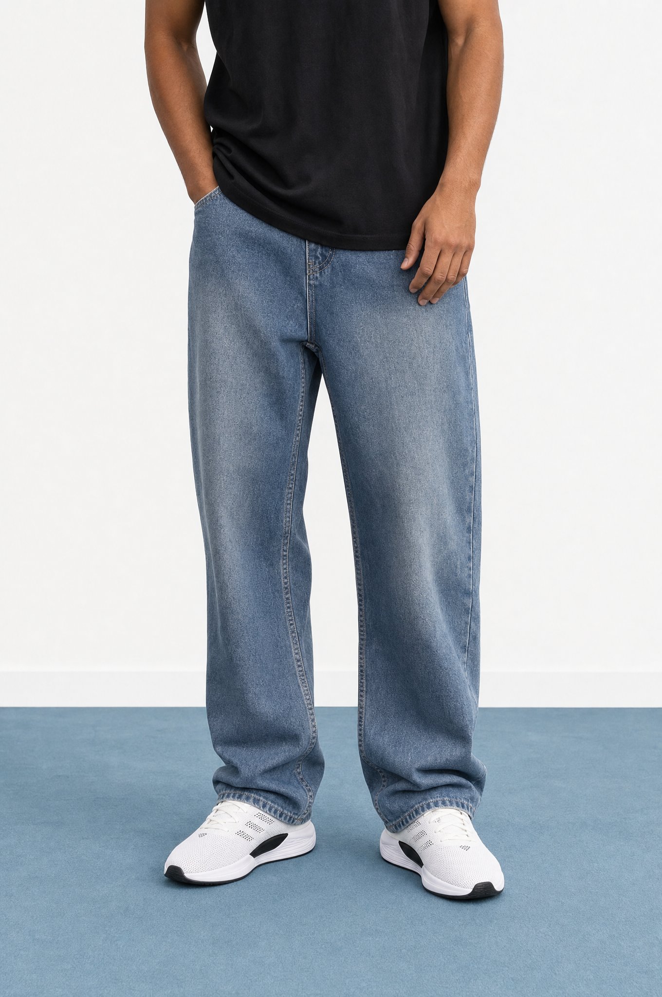 Erkek Washed Baggy Pantolon K.Mavi