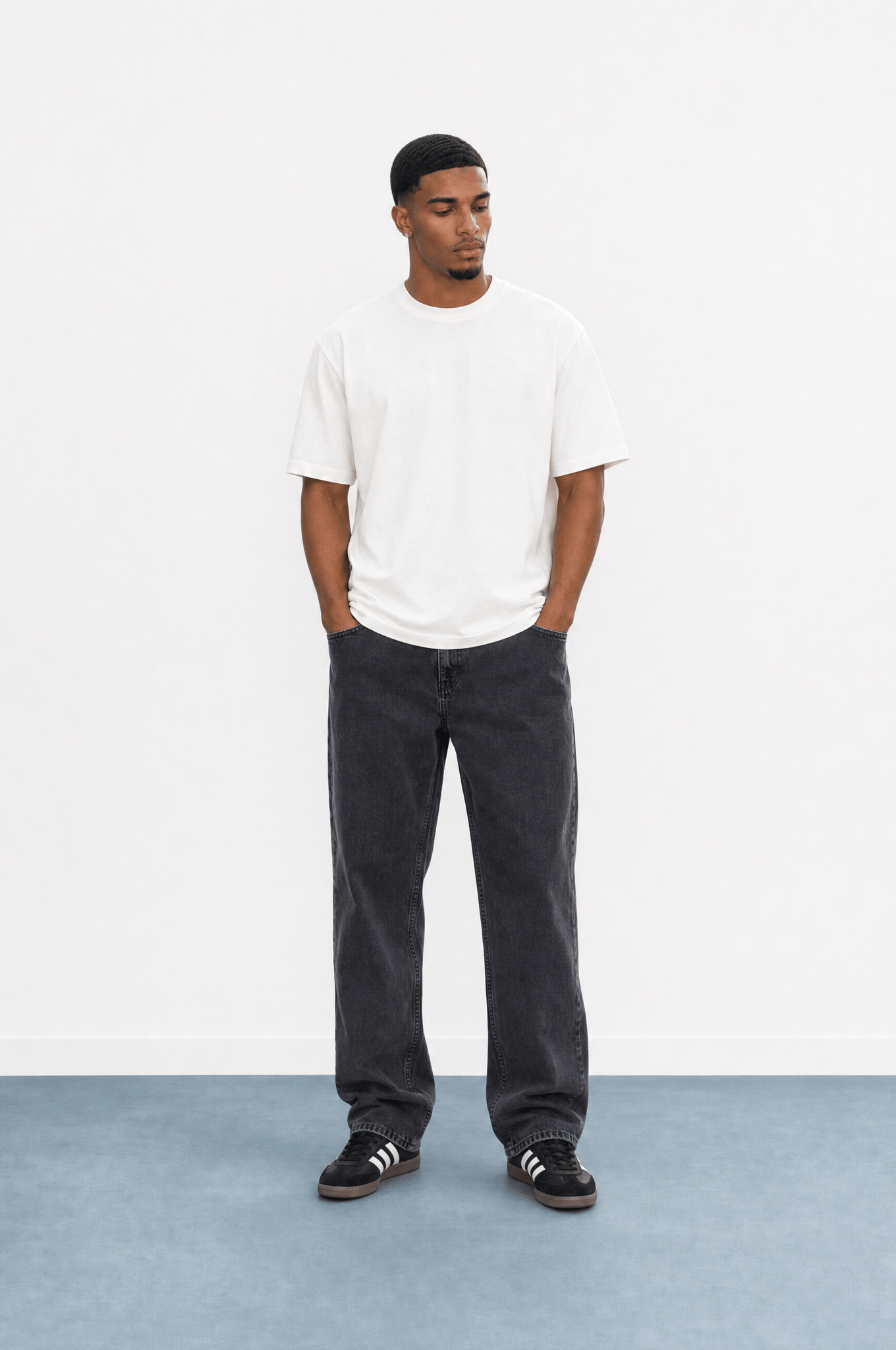 Erkek Washed Baggy Pantolon Siyah