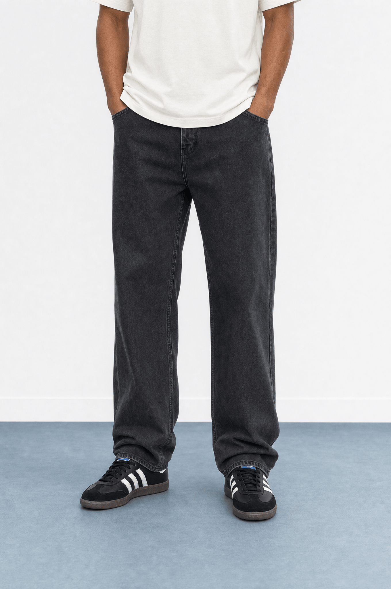 Erkek Washed Baggy Pantolon Siyah