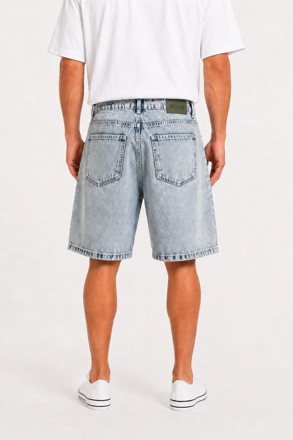 Erkek Washed Jean Şort Koyu Mavi