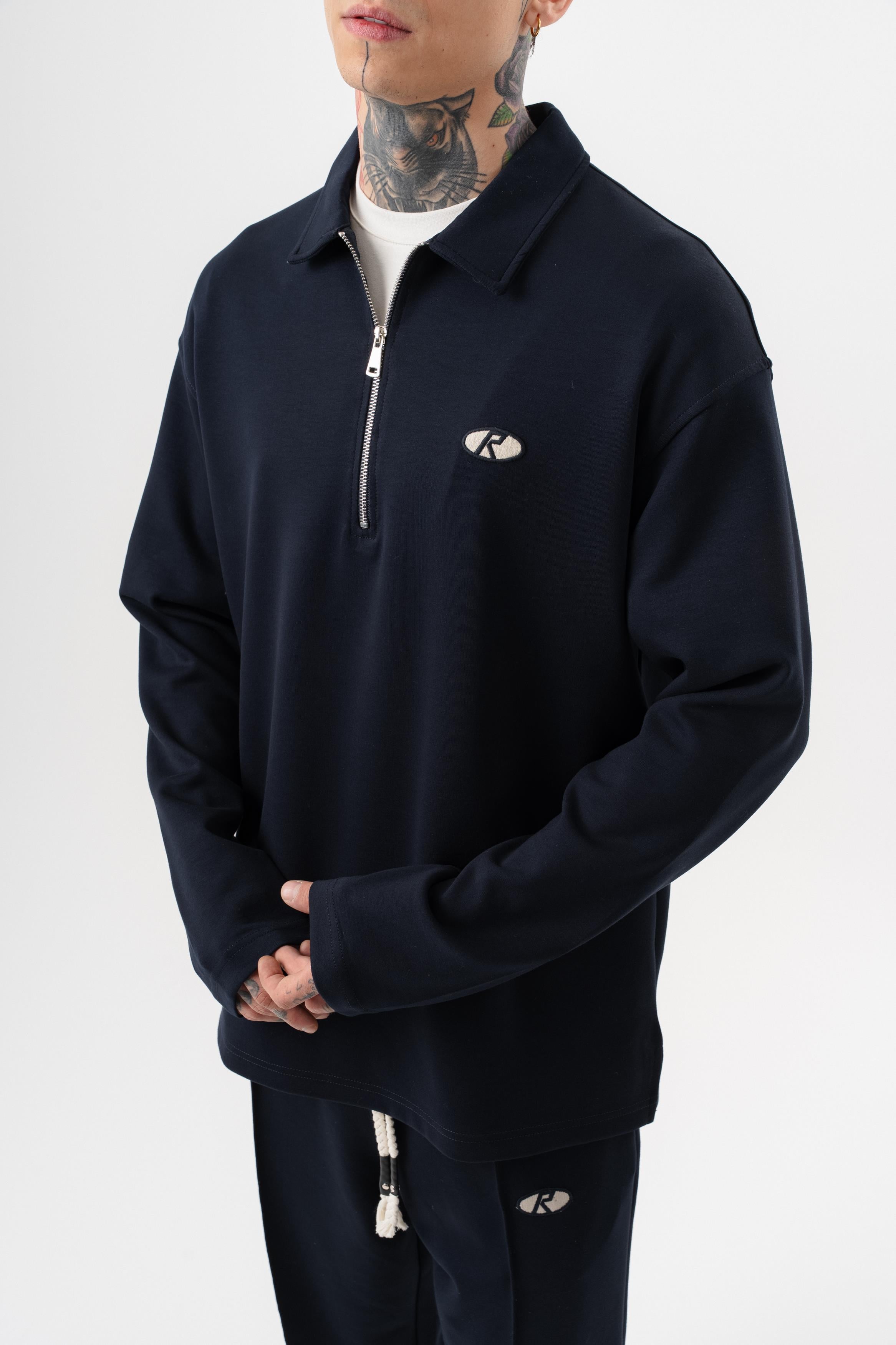 Erkek Yarım Fermuarlı Modal Sweatshirt Lacivert