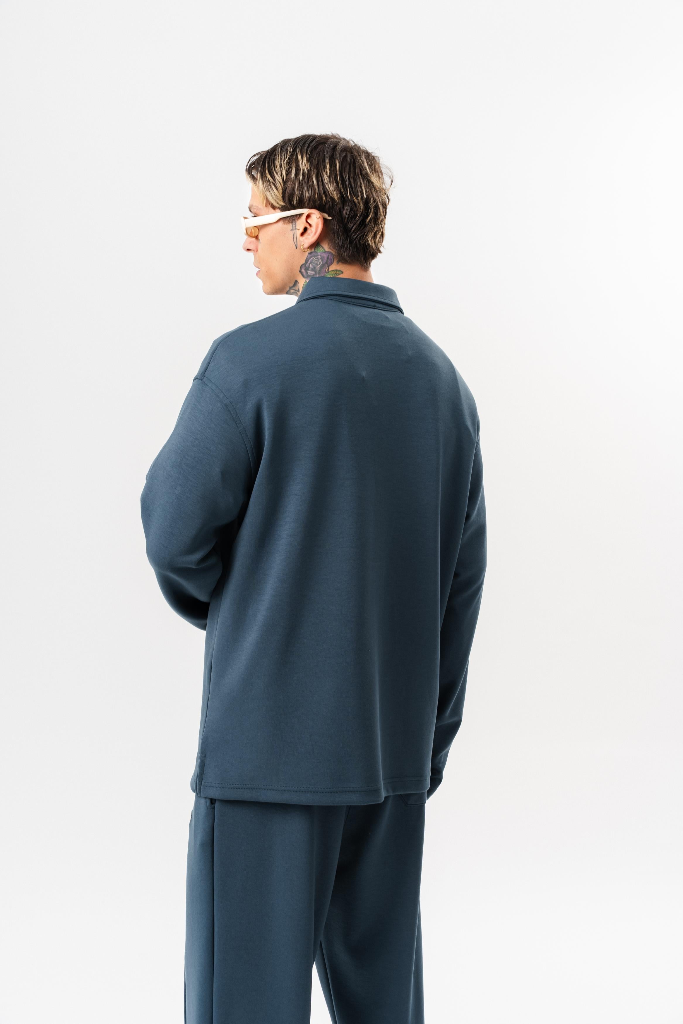 Erkek Yarım Fermuarlı Modal Sweatshirt Petrol
