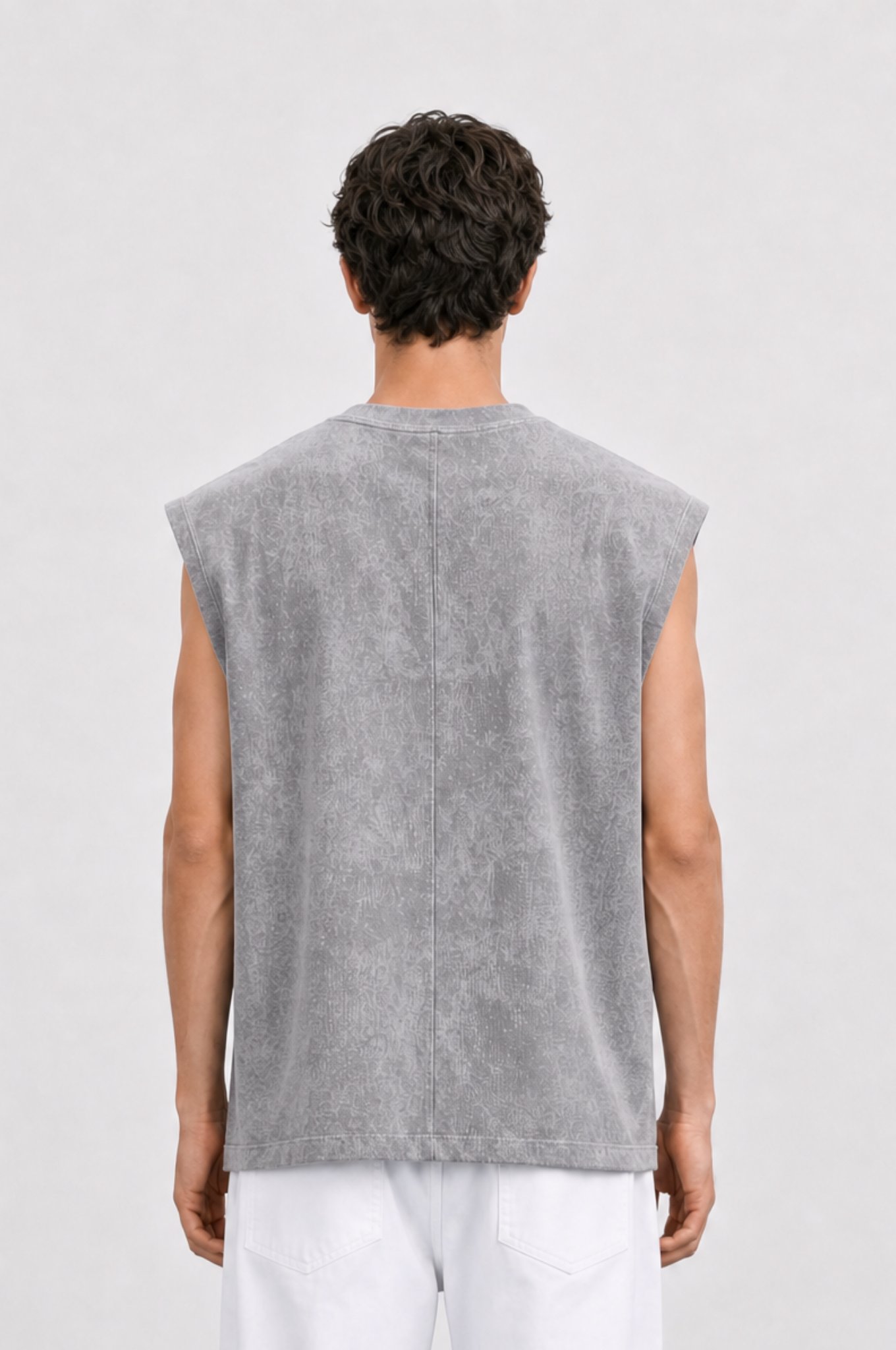 Erkek Yıkamalı Tank Top Atlet Gri