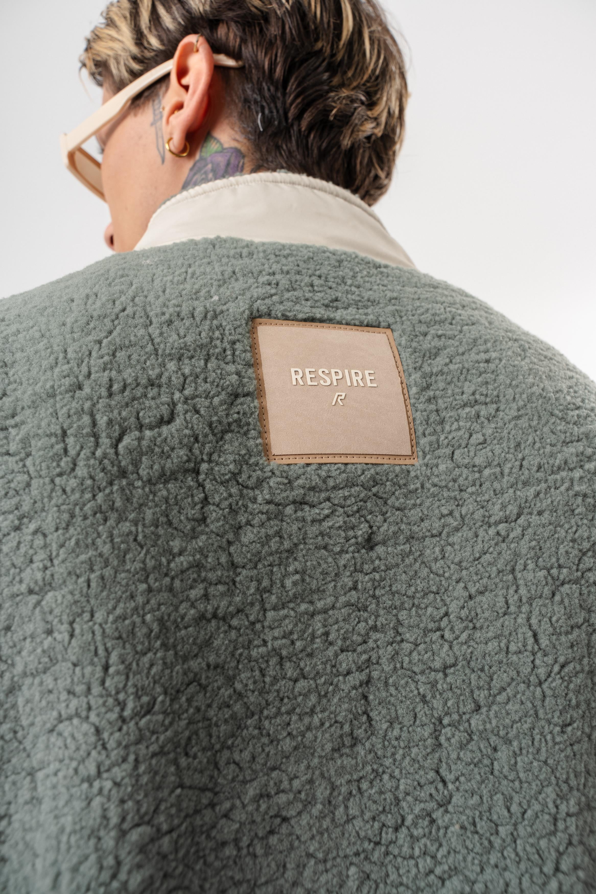 Erkek Zip Oversize Teddy Ceket Yeşil