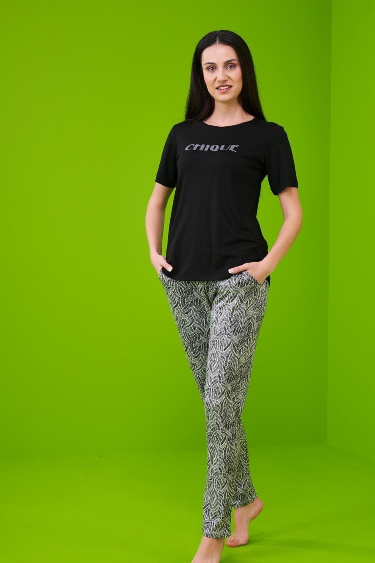 23174 Kadın Desenli Pijama Takım