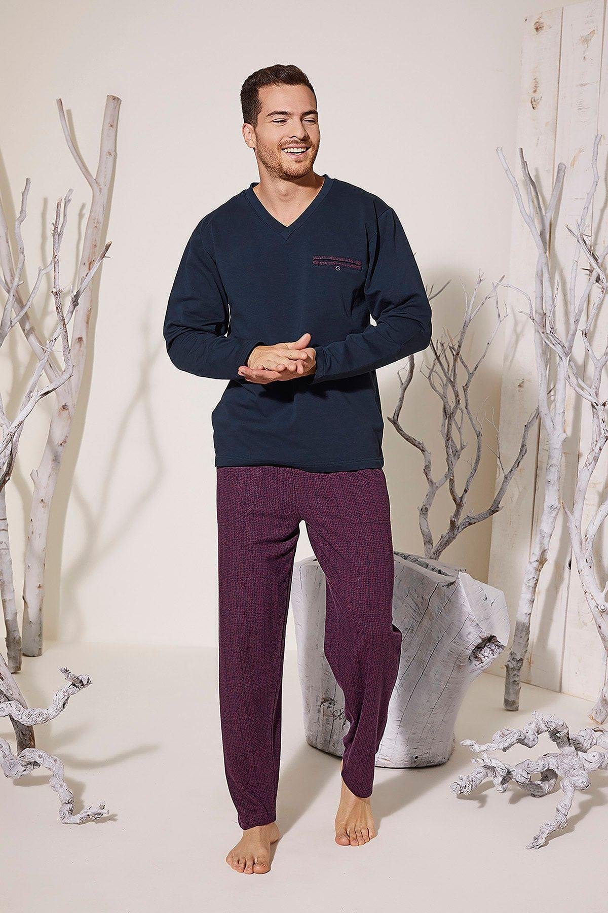 8022 V Yaka Erkek Pijama Takım