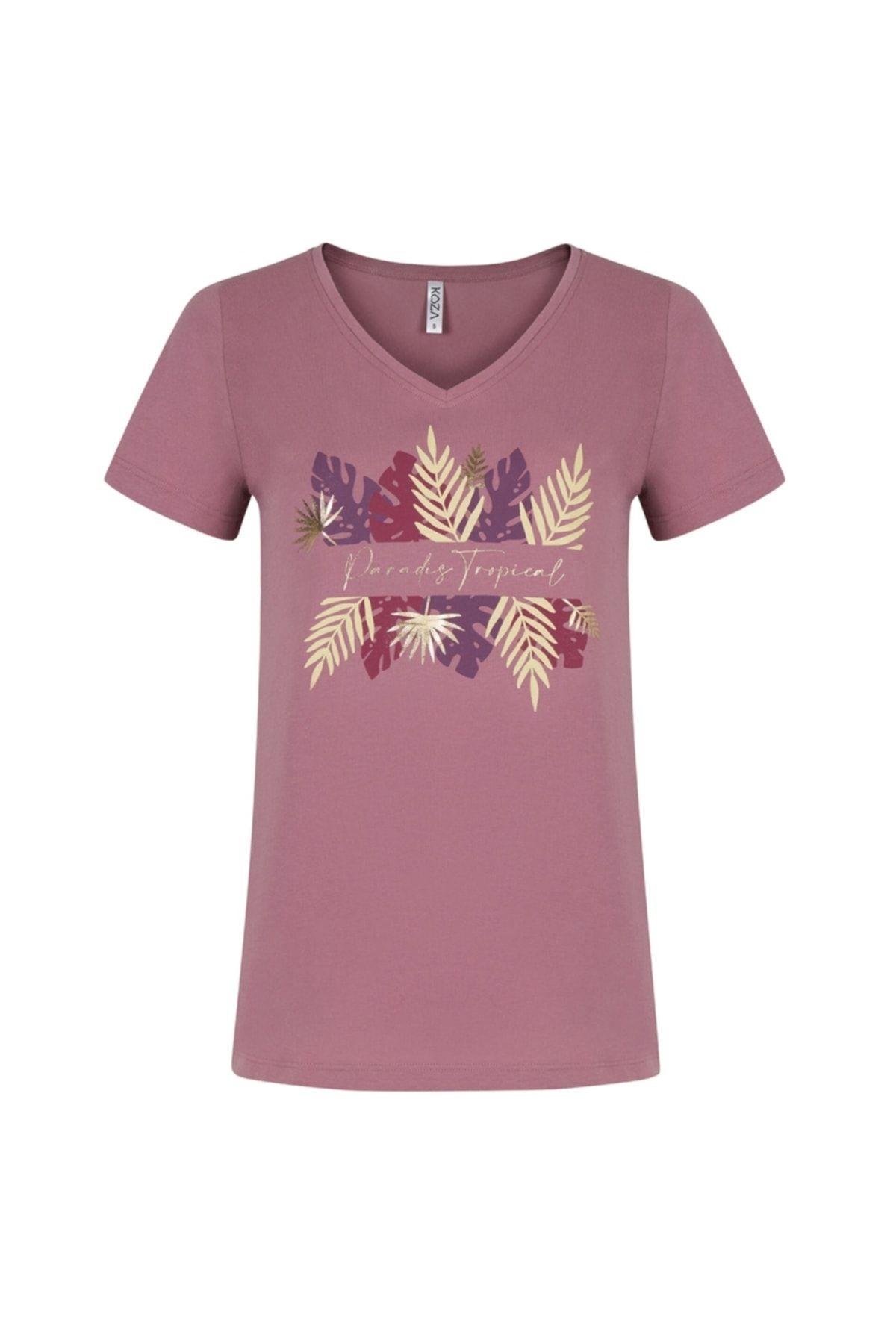 Baskılı Kısa Kollu V Yaka T-shirt