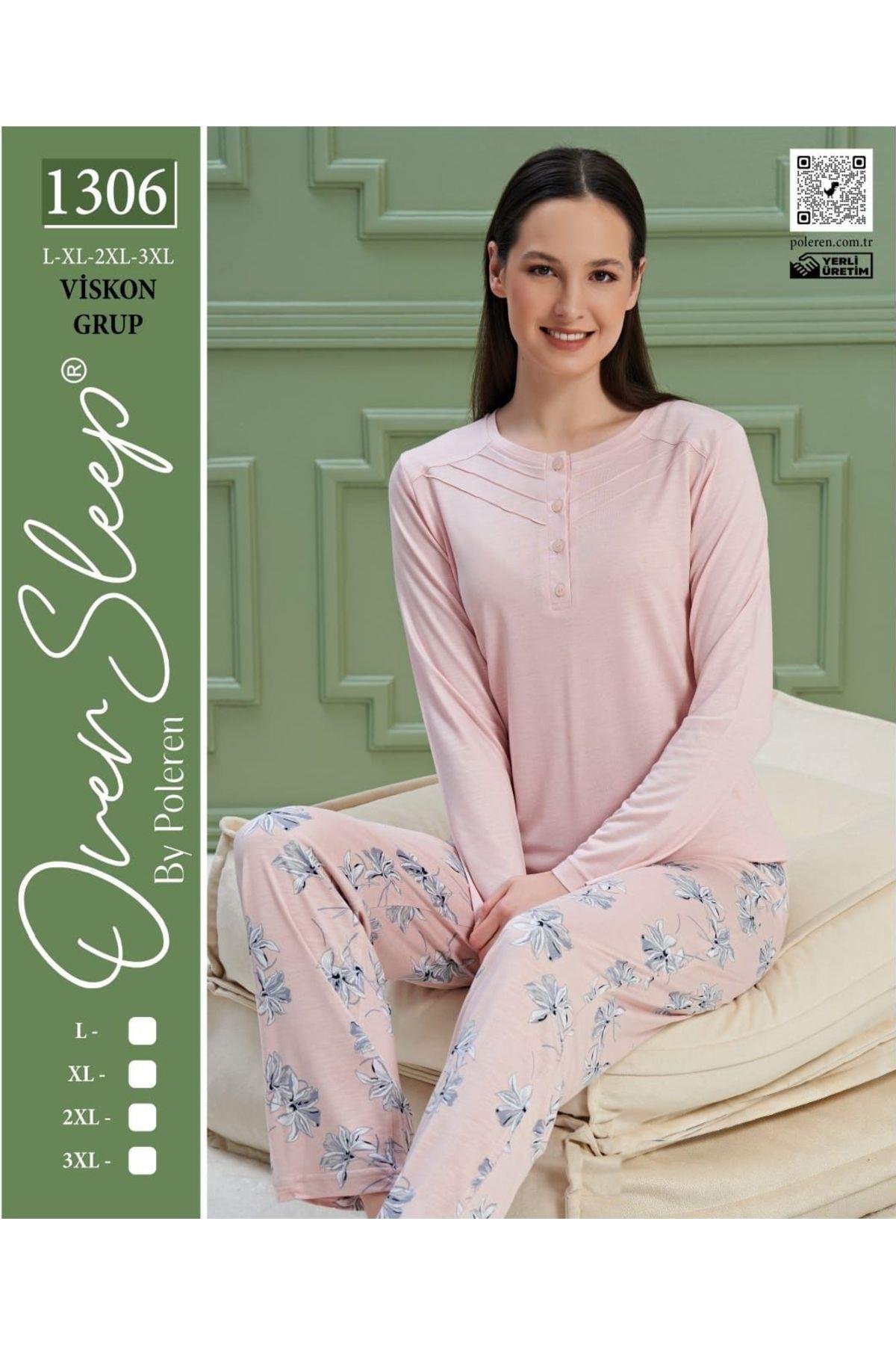 Büyük Beden Viskon Kadın Pijama Takımı
