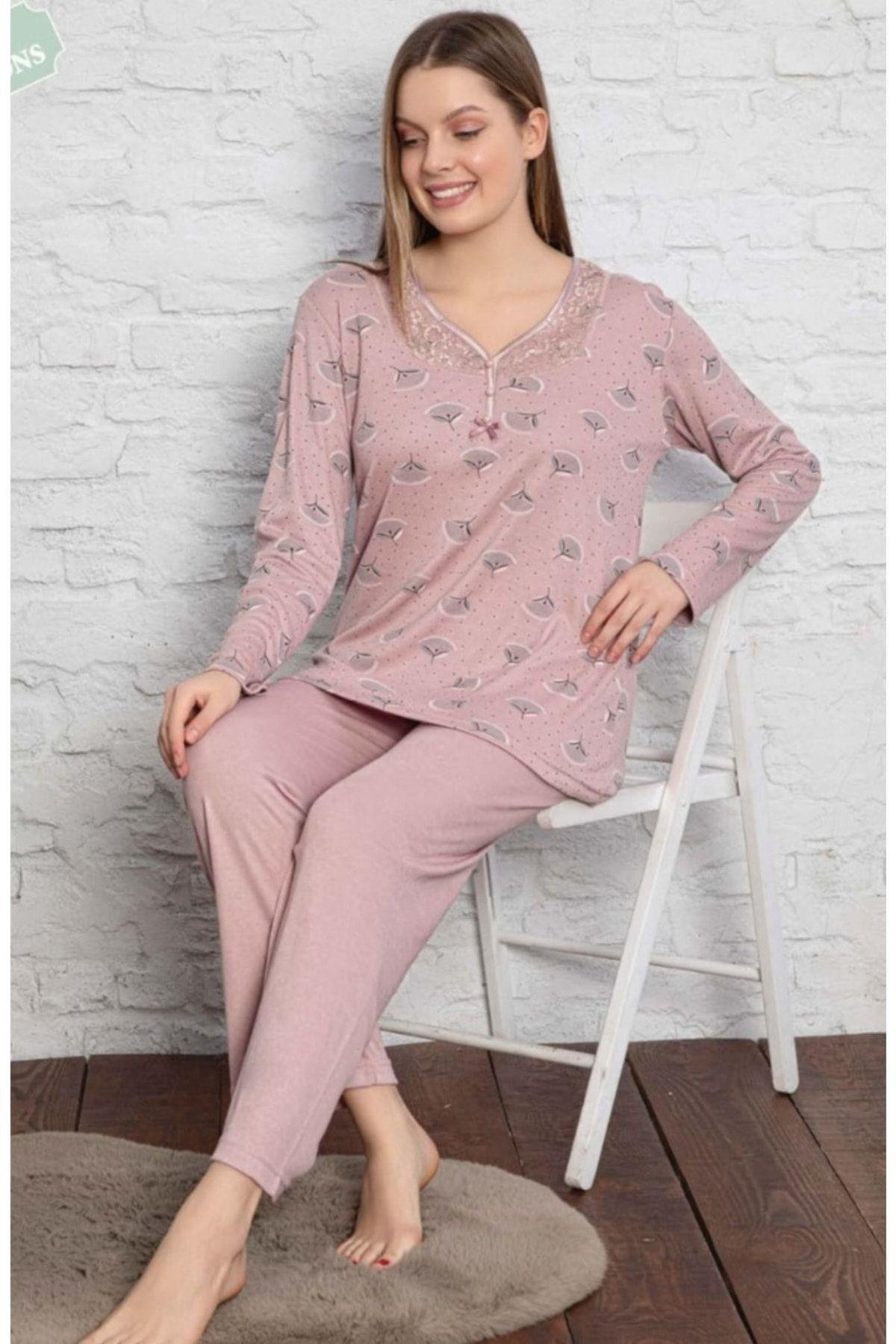 Çiçek Desenli Uzun Kol Pijama Takımı